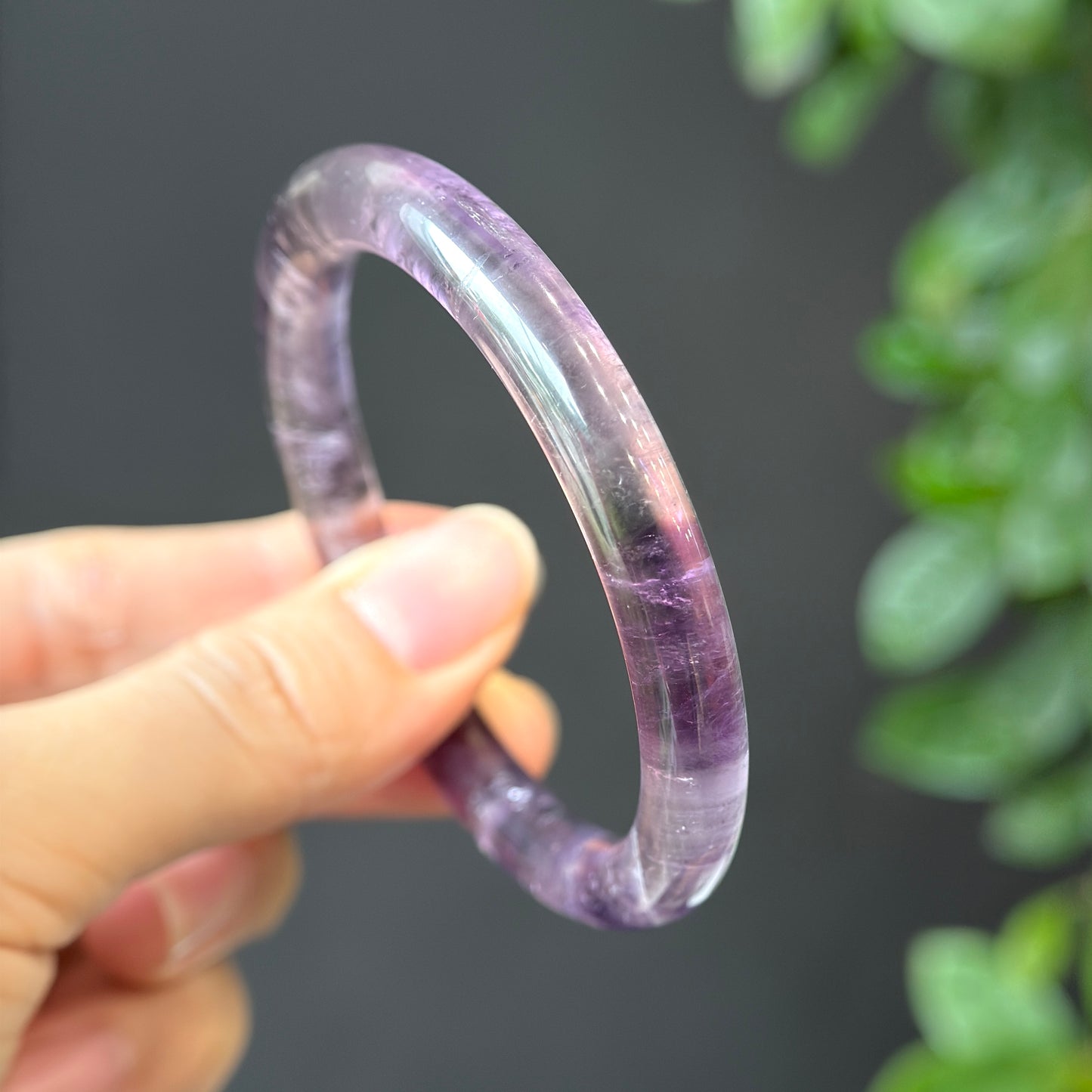 Natural Amethyst Bangle Chopstick Style Size 53 mm