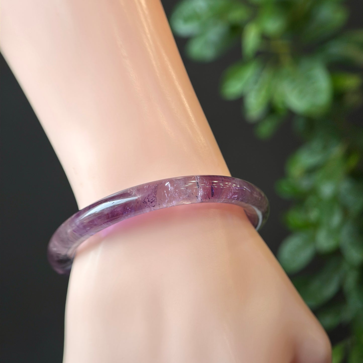 Natural Amethyst Bangle Chopstick Style Size 53 mm