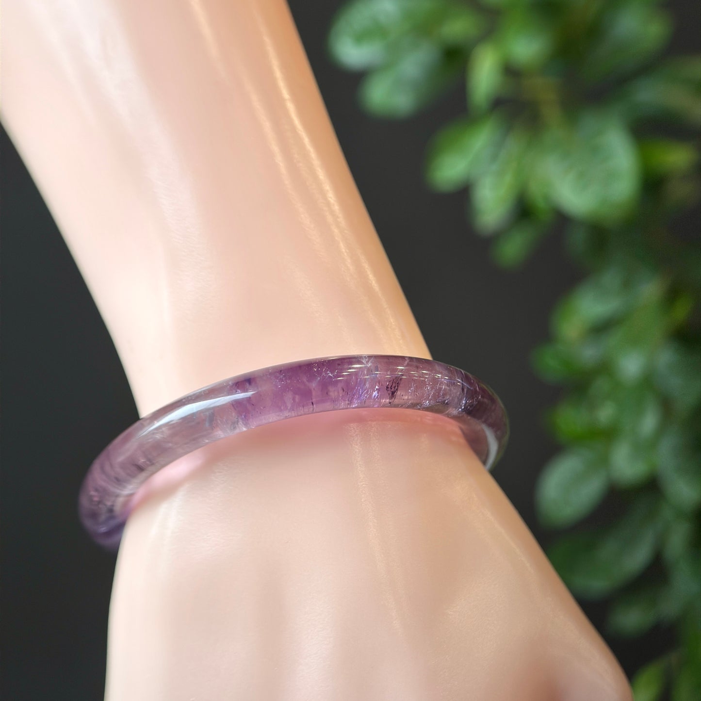 Natural Amethyst Bangle Chopstick Style Size 53 mm