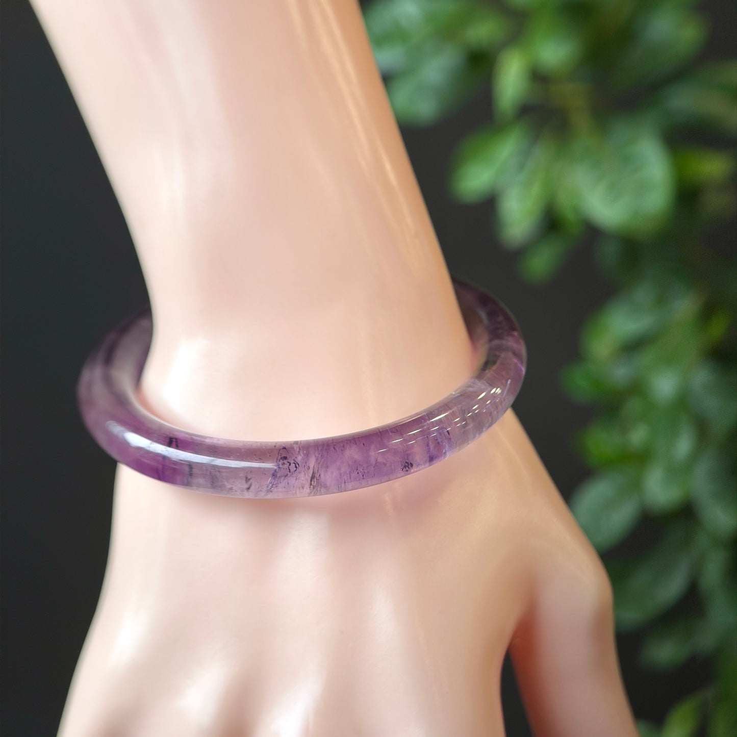 Natural Amethyst Bangle Chopstick Style Size 53 mm