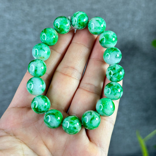 Natural Bright Apple Green Natural Jadeite Jade Bracelet Type A Size 12.5 mm