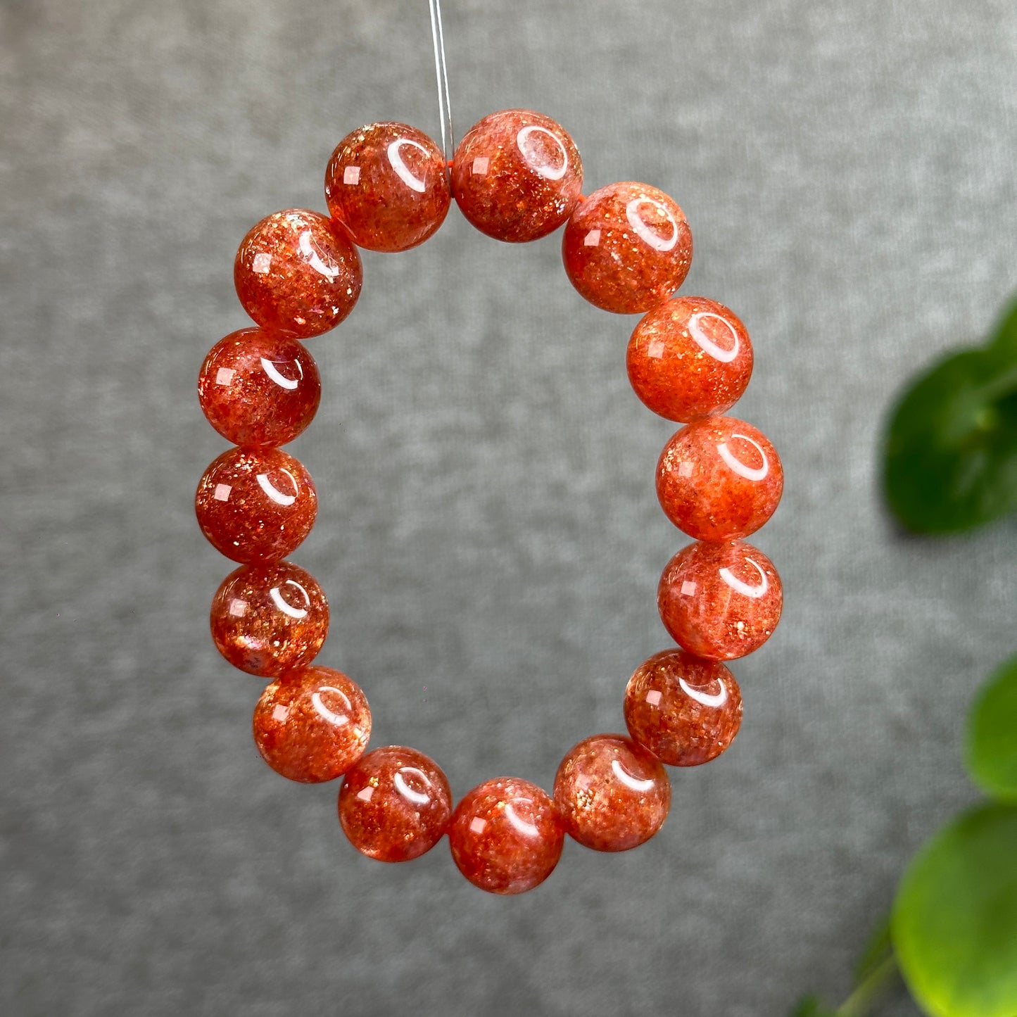 Natural Golden Sunstone Bracelet Size 14 mm with Gem Review Certificate