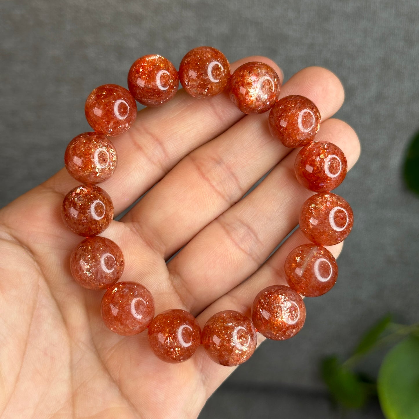 Natural Golden Sunstone Bracelet Size 14 mm with Gem Review Certificate