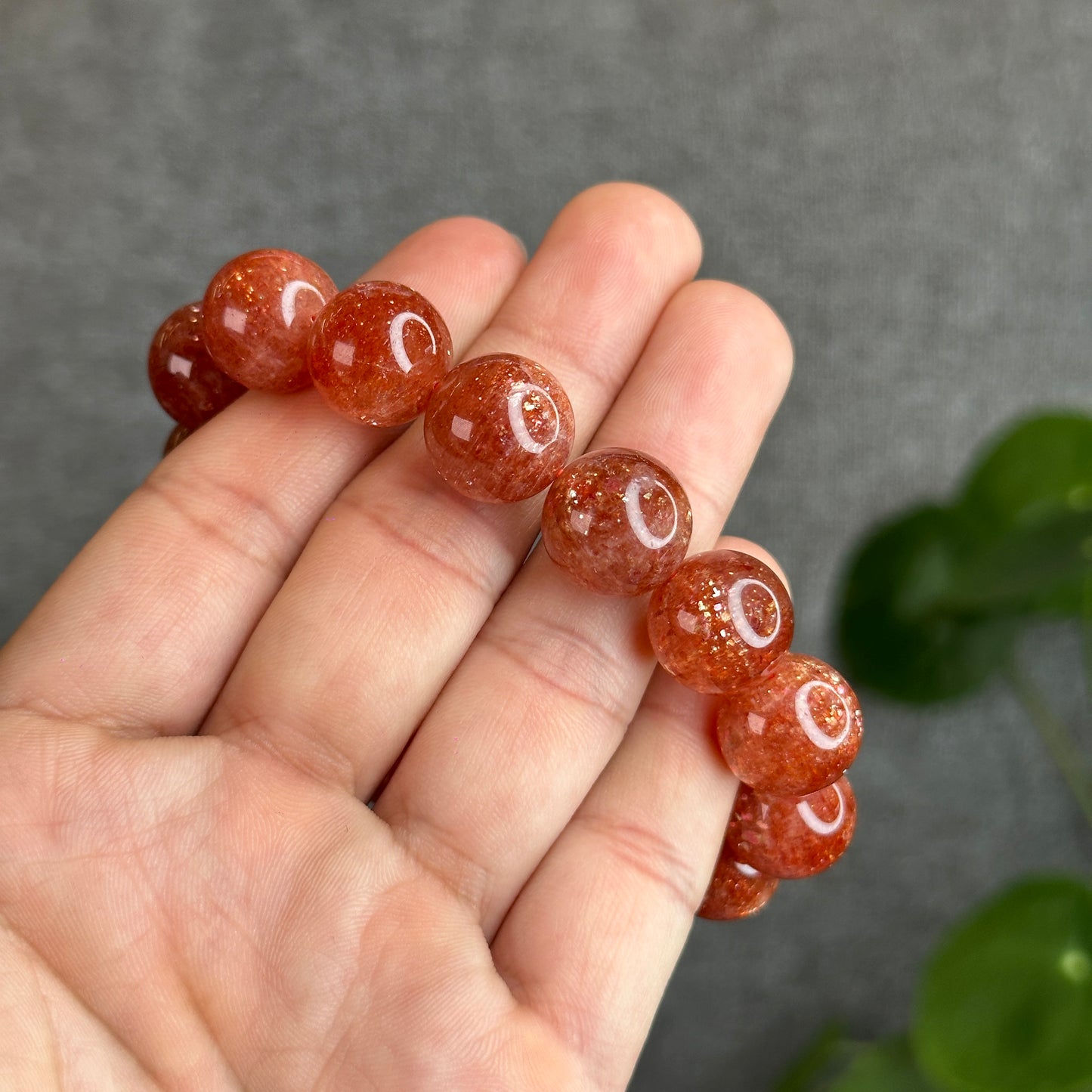 Natural Golden Sunstone Bracelet Size 14 mm with Gem Review Certificate