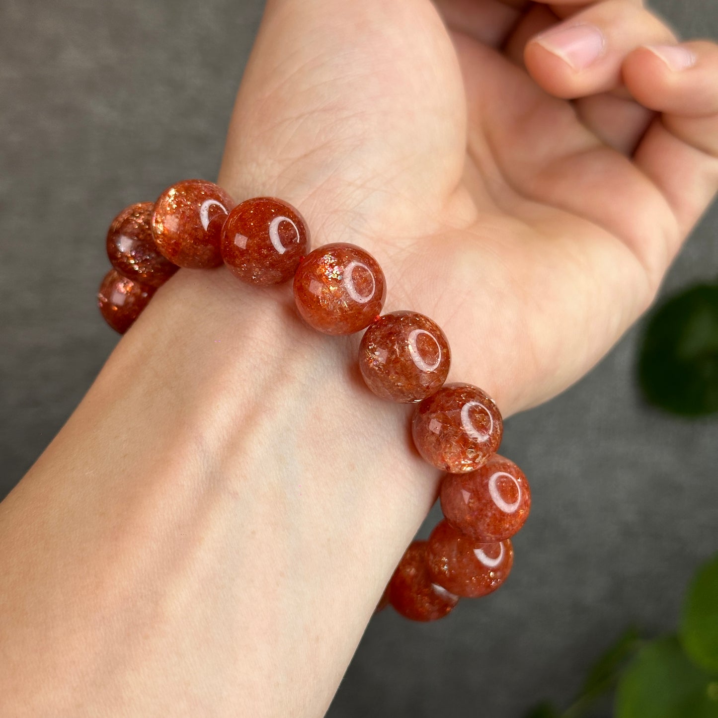Natural Golden Sunstone Bracelet Size 14 mm with Gem Review Certificate