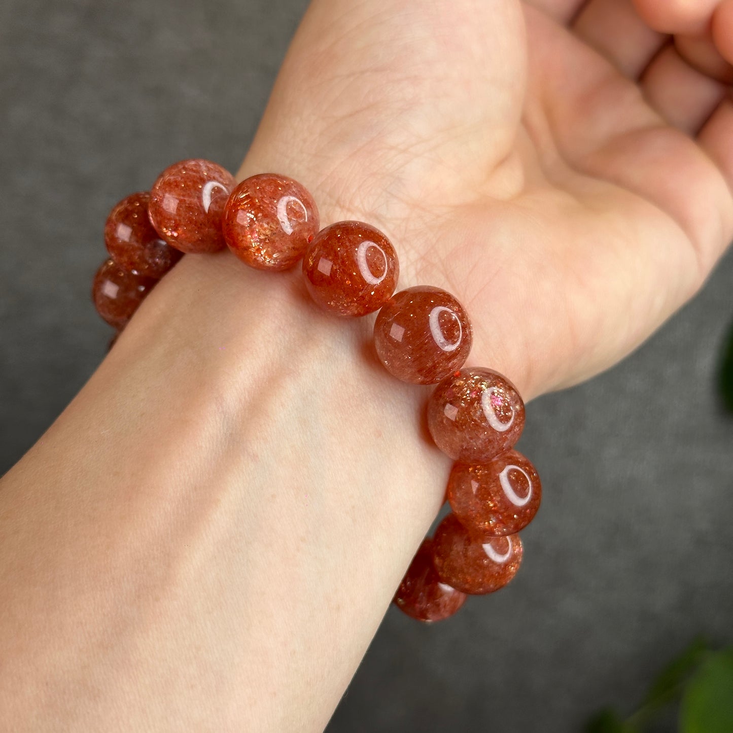 Natural Golden Sunstone Bracelet Size 14 mm with Gem Review Certificate