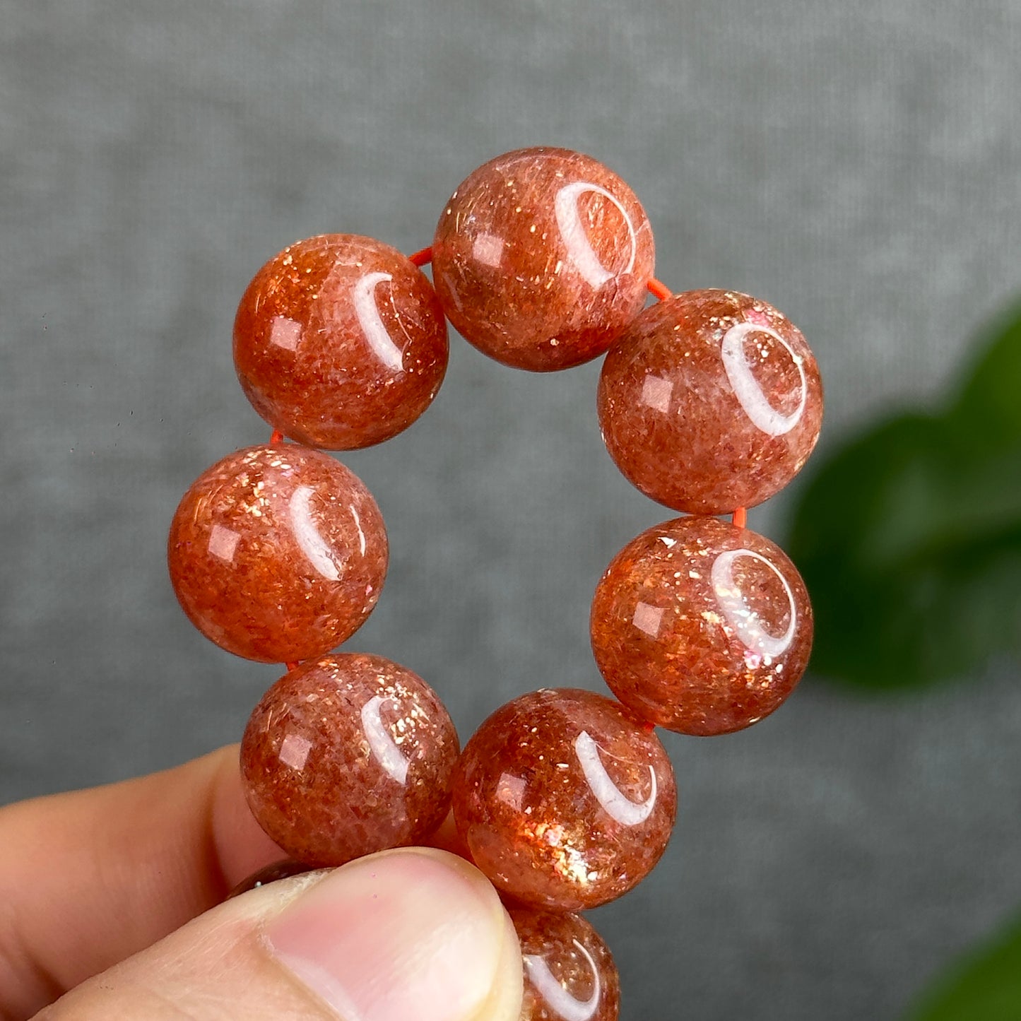 Natural Golden Sunstone Bracelet Size 14 mm with Gem Review Certificate