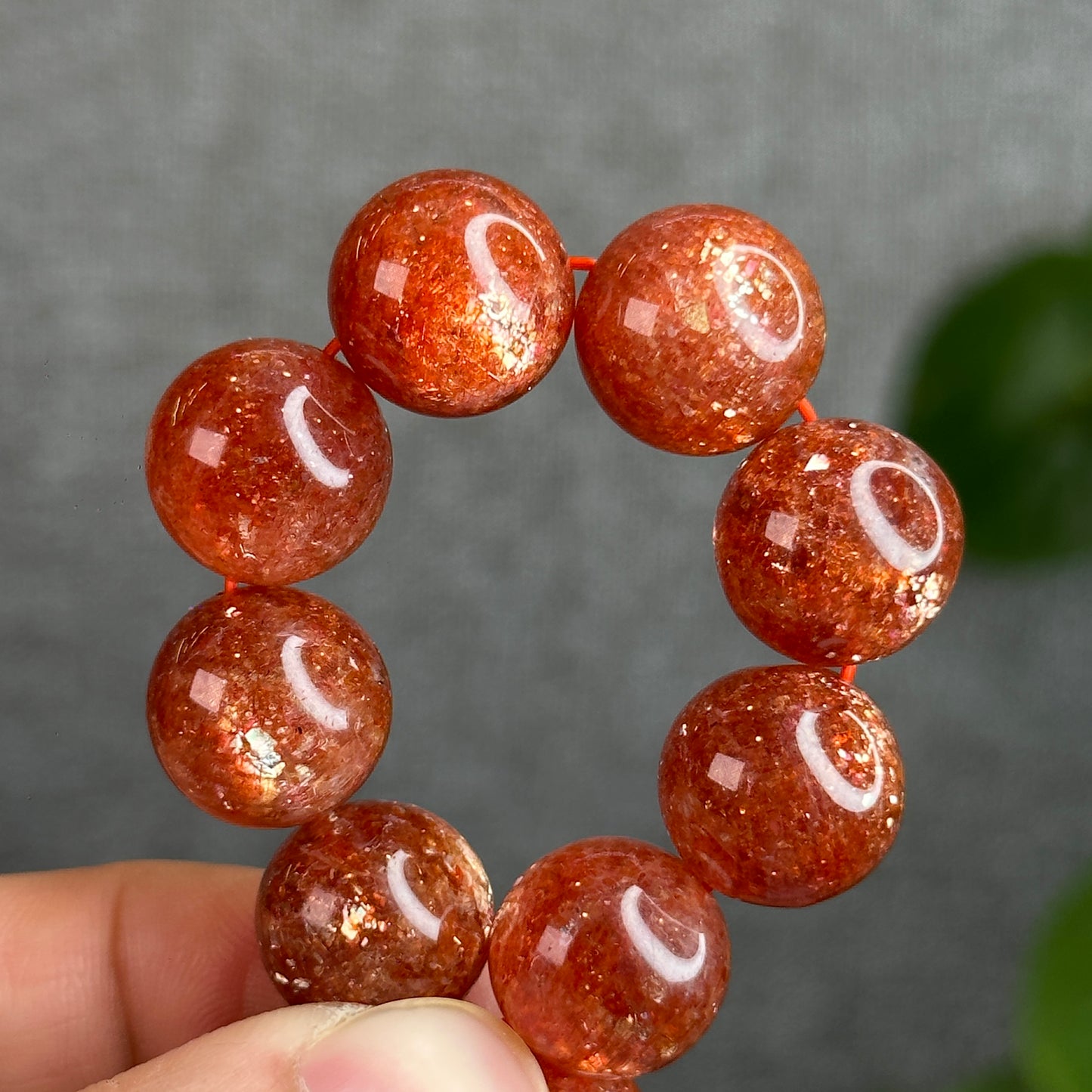 Natural Golden Sunstone Bracelet Size 14 mm with Gem Review Certificate
