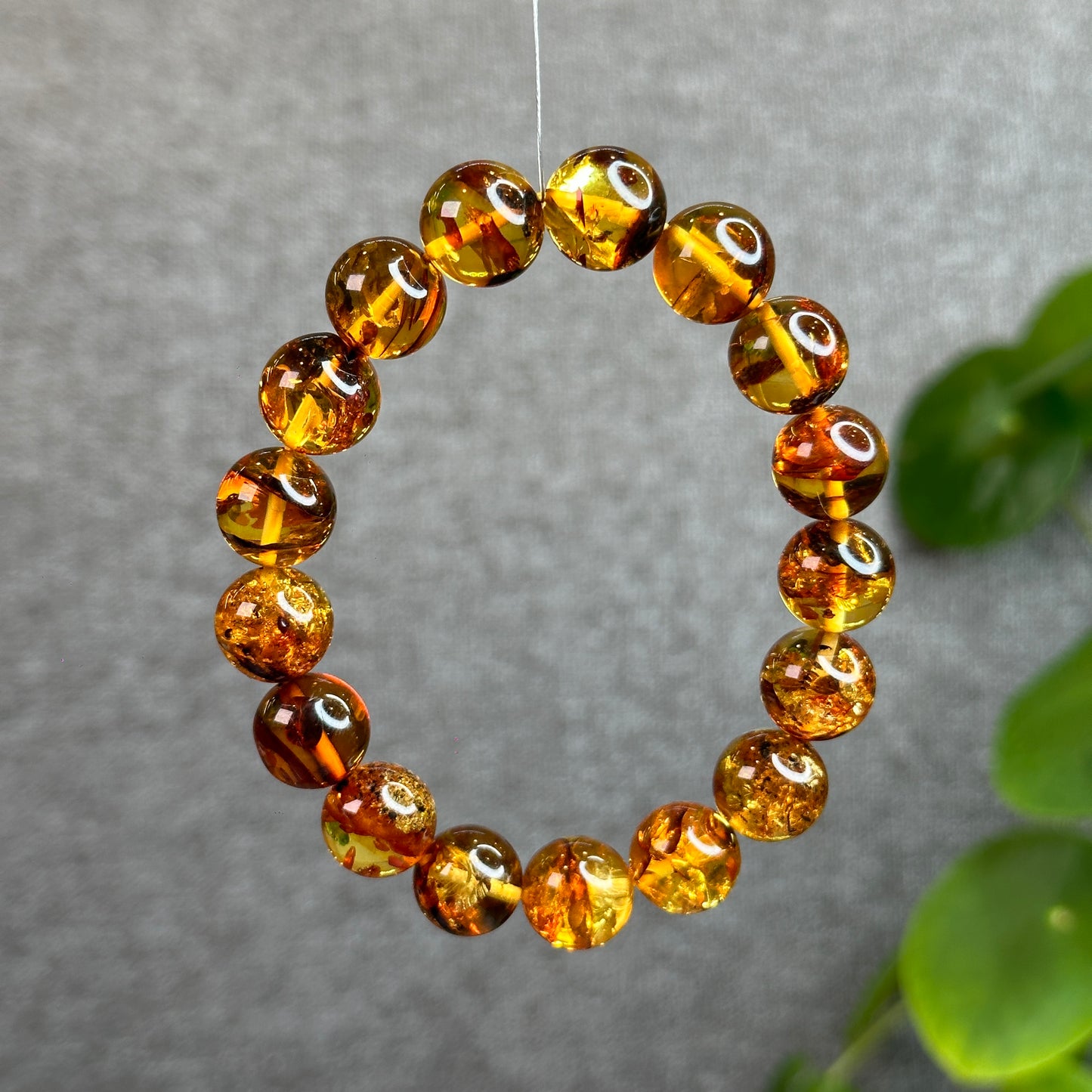 Natural Flower Amber Bracelet Size 12.5 - 13 mm