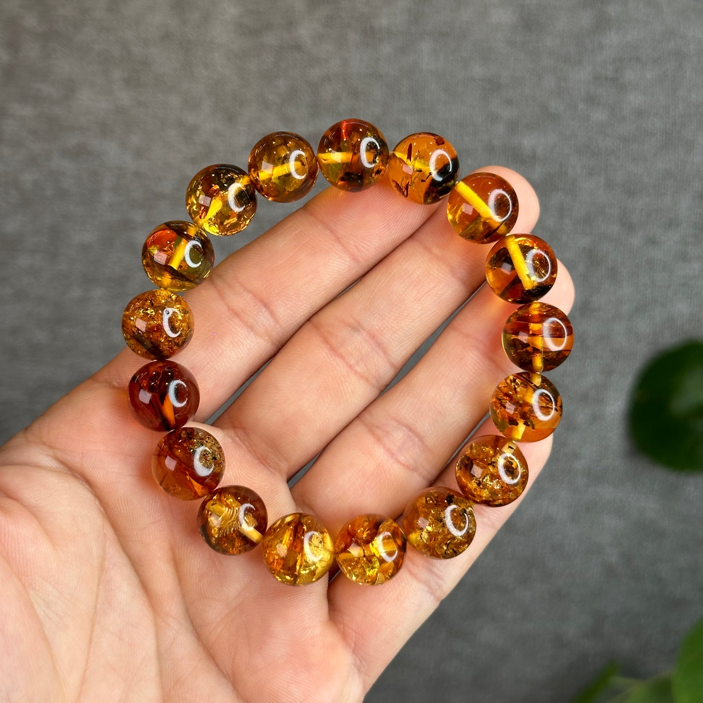 Natural Flower Amber Bracelet Size 12.5 - 13 mm