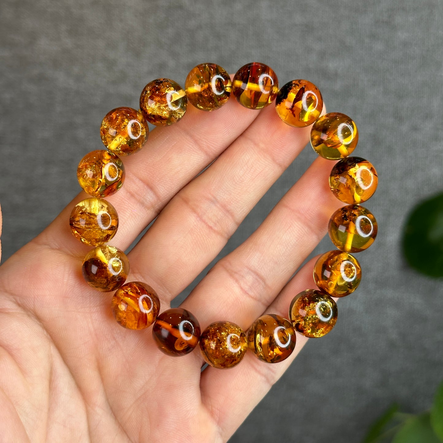 Natural Flower Amber Bracelet Size 12.5 - 13 mm