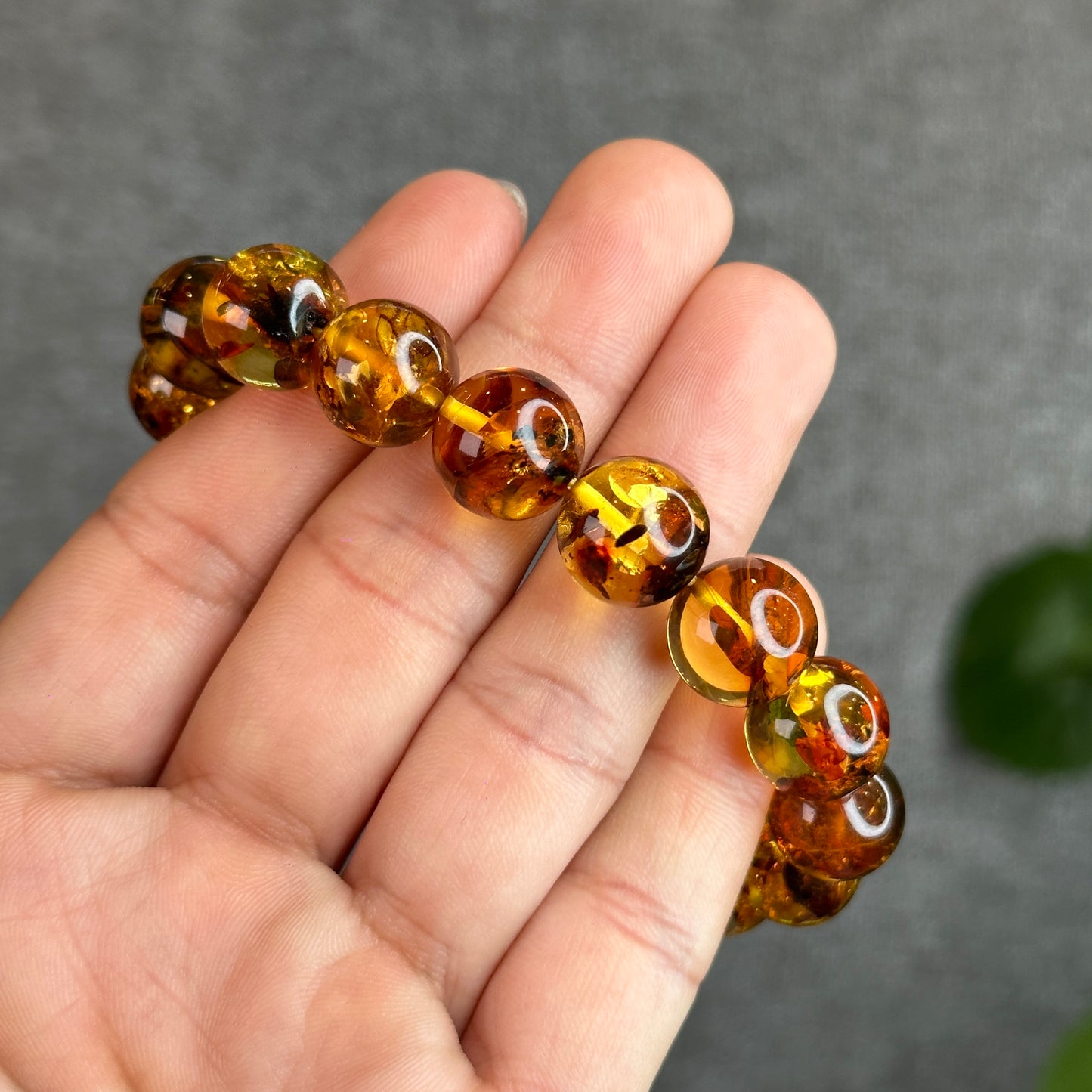 Natural Flower Amber Bracelet Size 12.5 - 13 mm
