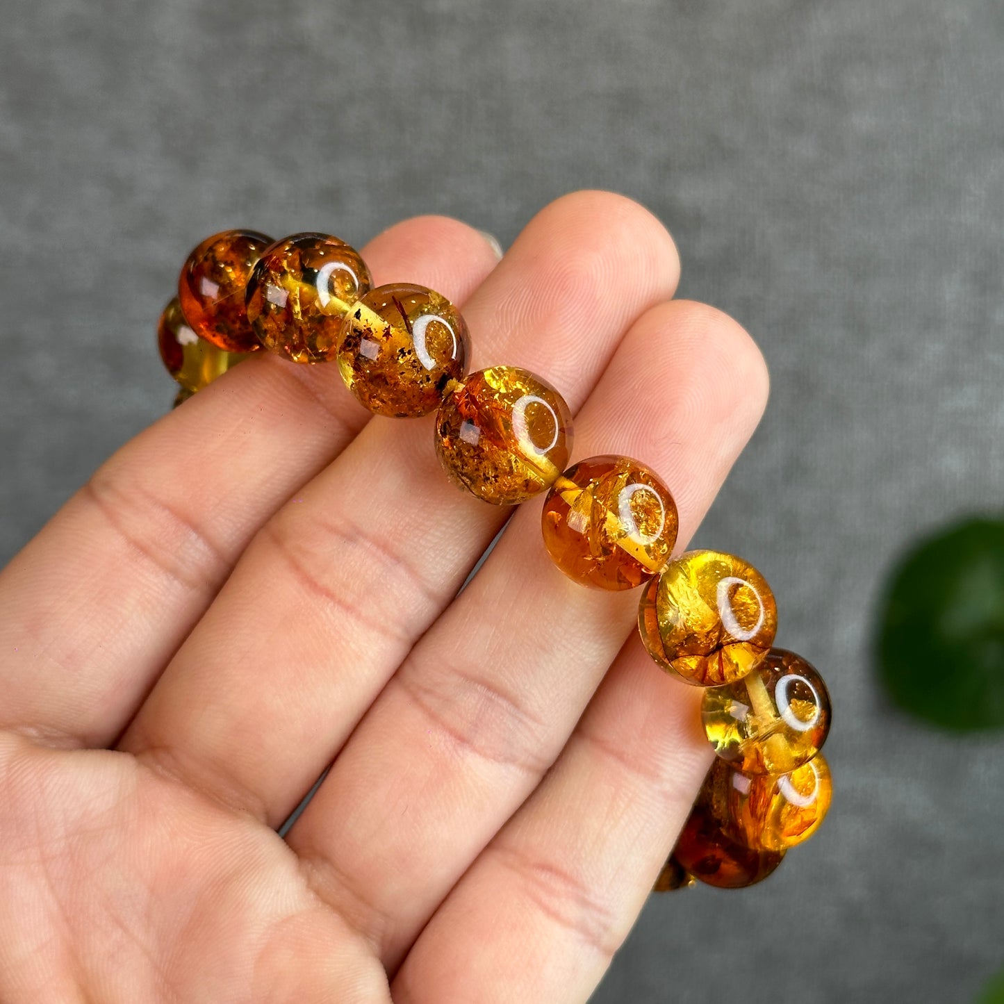 Natural Flower Amber Bracelet Size 12.5 - 13 mm