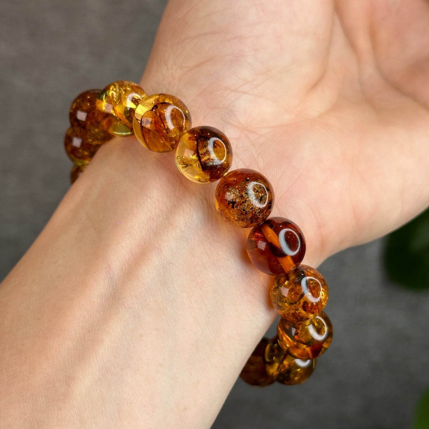 Natural Flower Amber Bracelet Size 12.5 - 13 mm