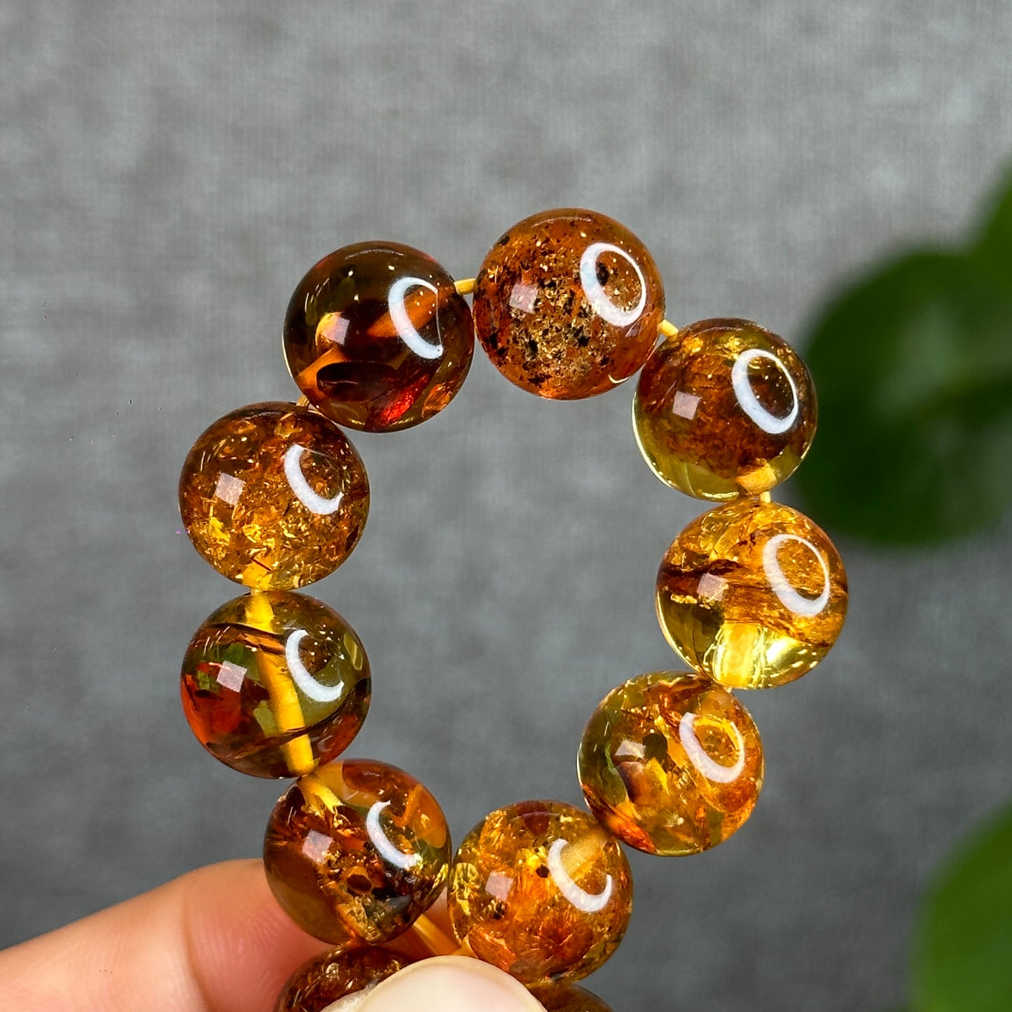 Natural Flower Amber Bracelet Size 12.5 - 13 mm