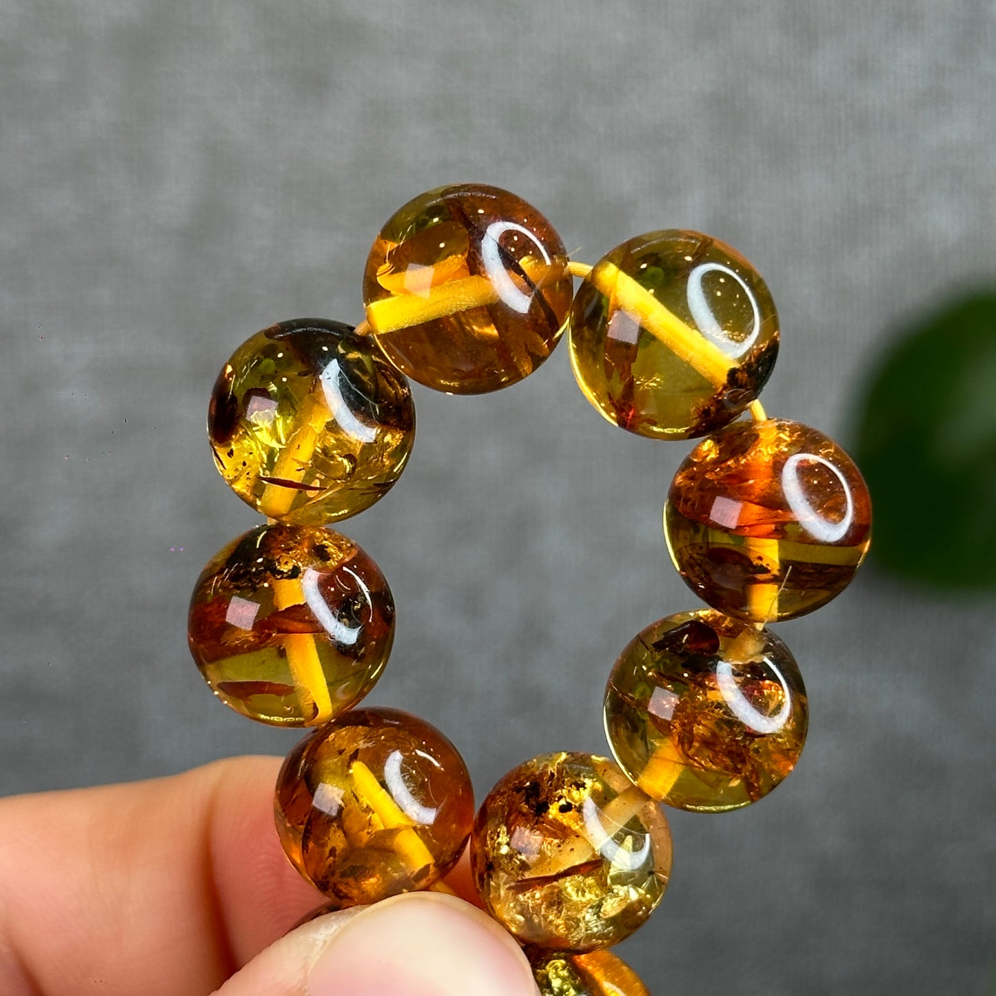 Natural Flower Amber Bracelet Size 12.5 - 13 mm