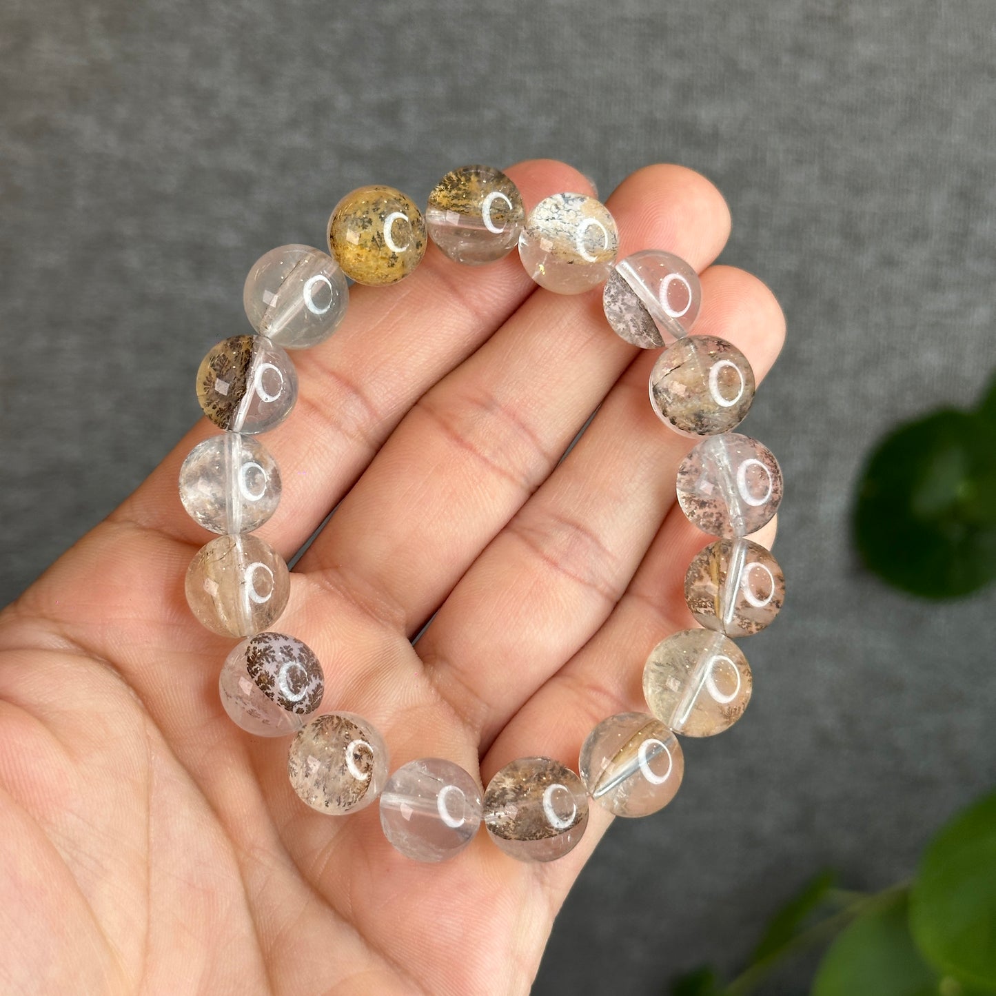 Natural Dendritic Quartz Bracelet Size 12-12.5 mm