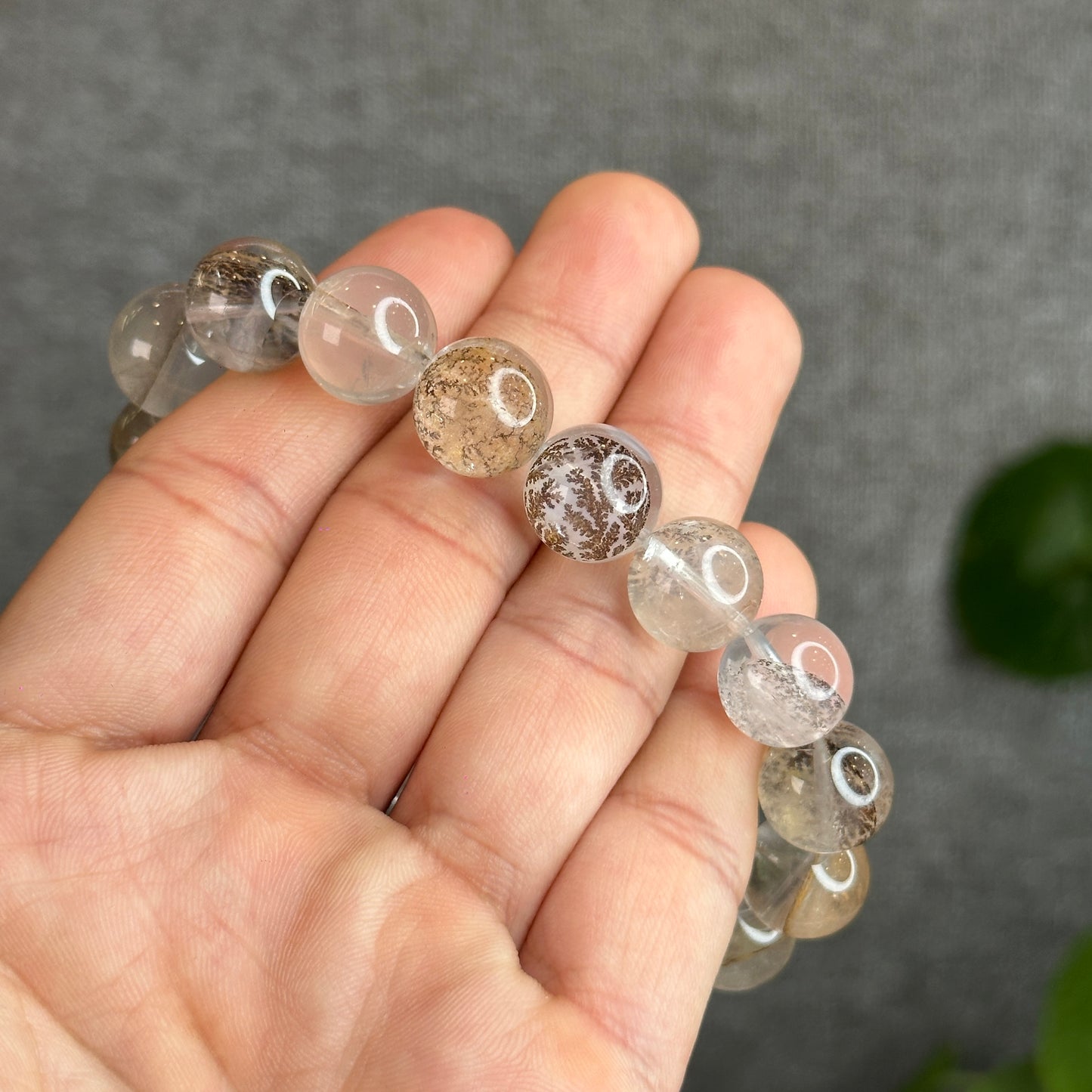 Natural Dendritic Quartz Bracelet Size 12-12.5 mm