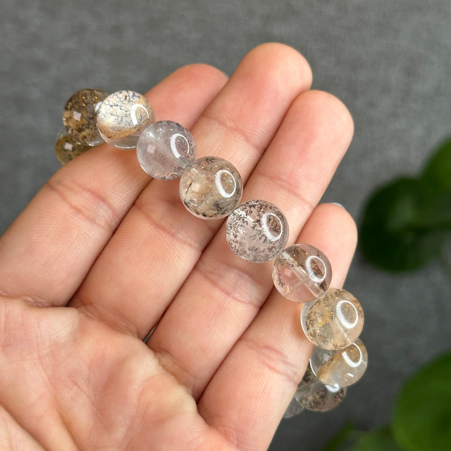 Natural Dendritic Quartz Bracelet Size 12-12.5 mm
