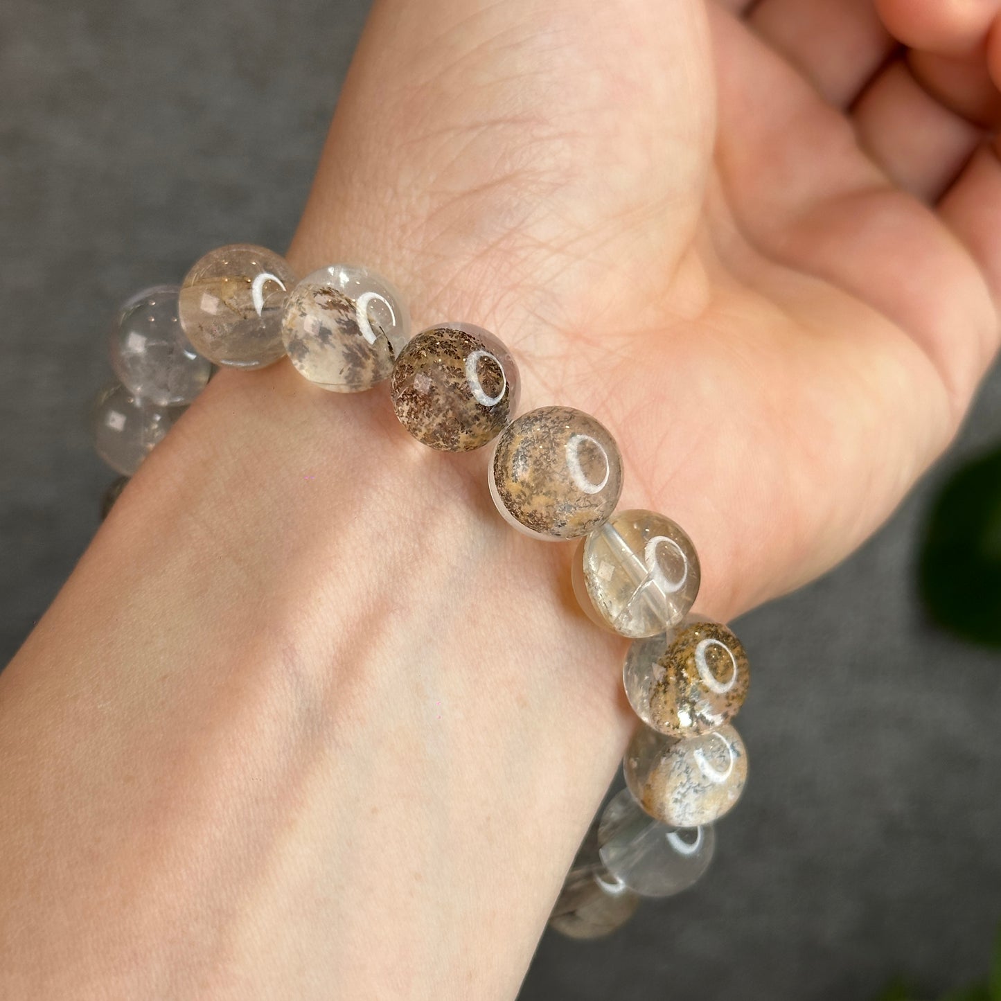 Natural Dendritic Quartz Bracelet Size 12-12.5 mm