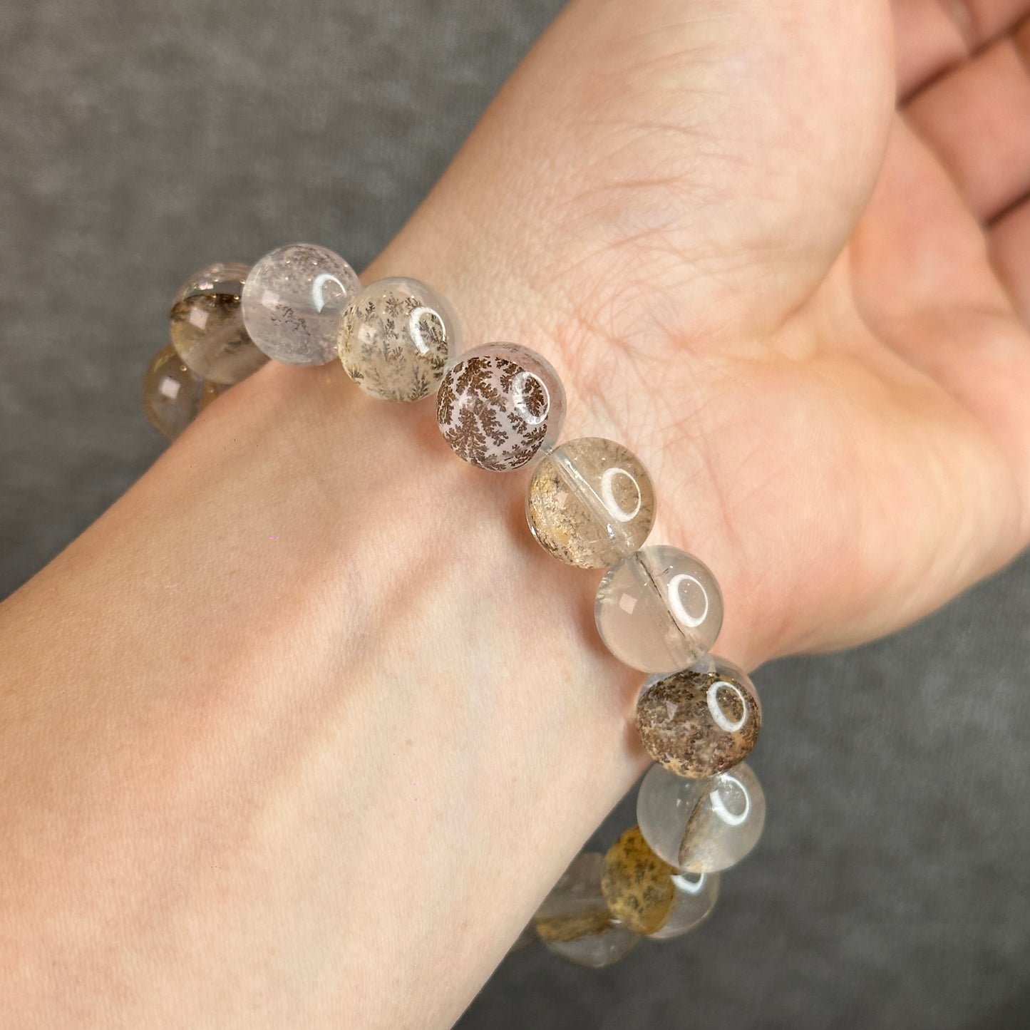 Natural Dendritic Quartz Bracelet Size 12-12.5 mm