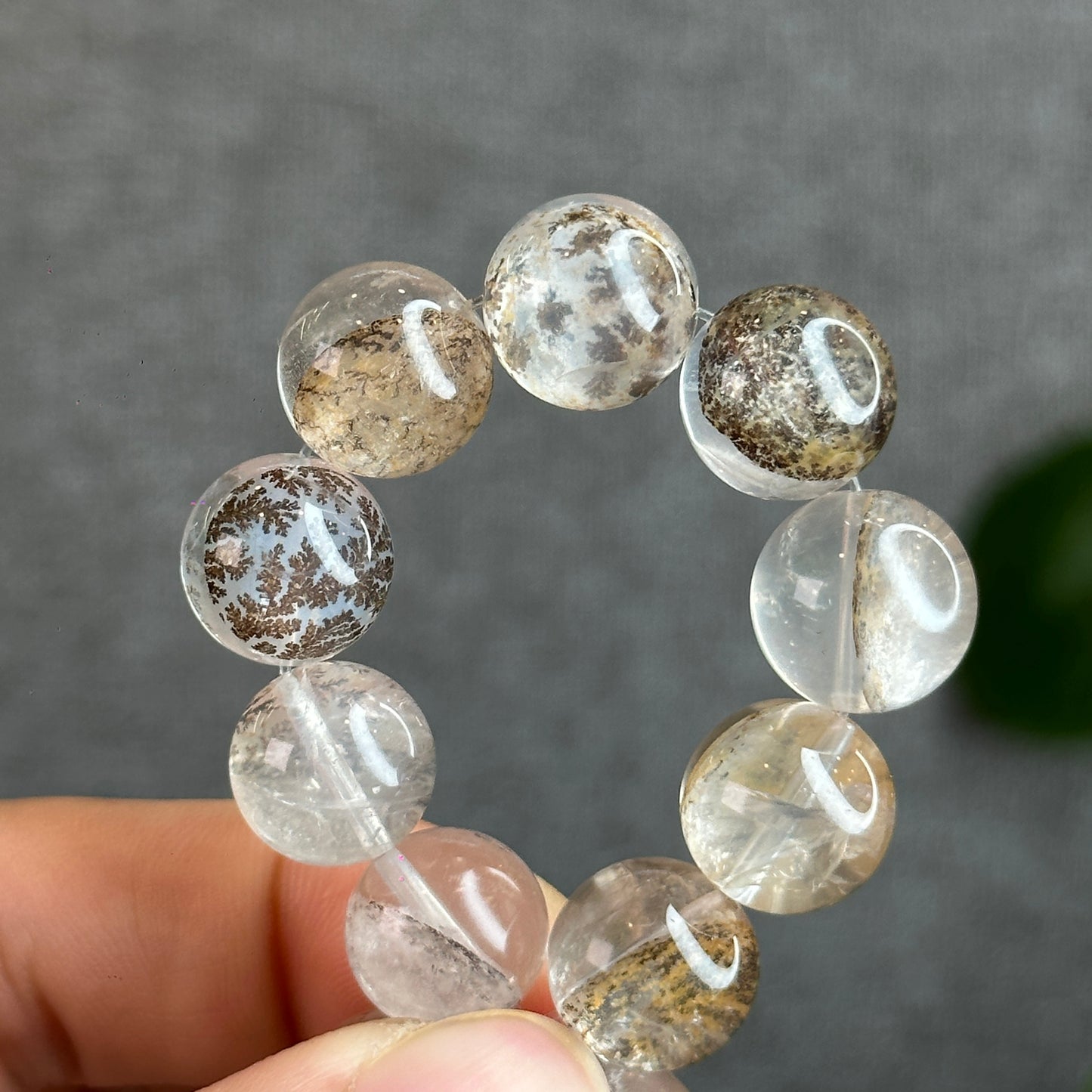 Natural Dendritic Quartz Bracelet Size 12-12.5 mm