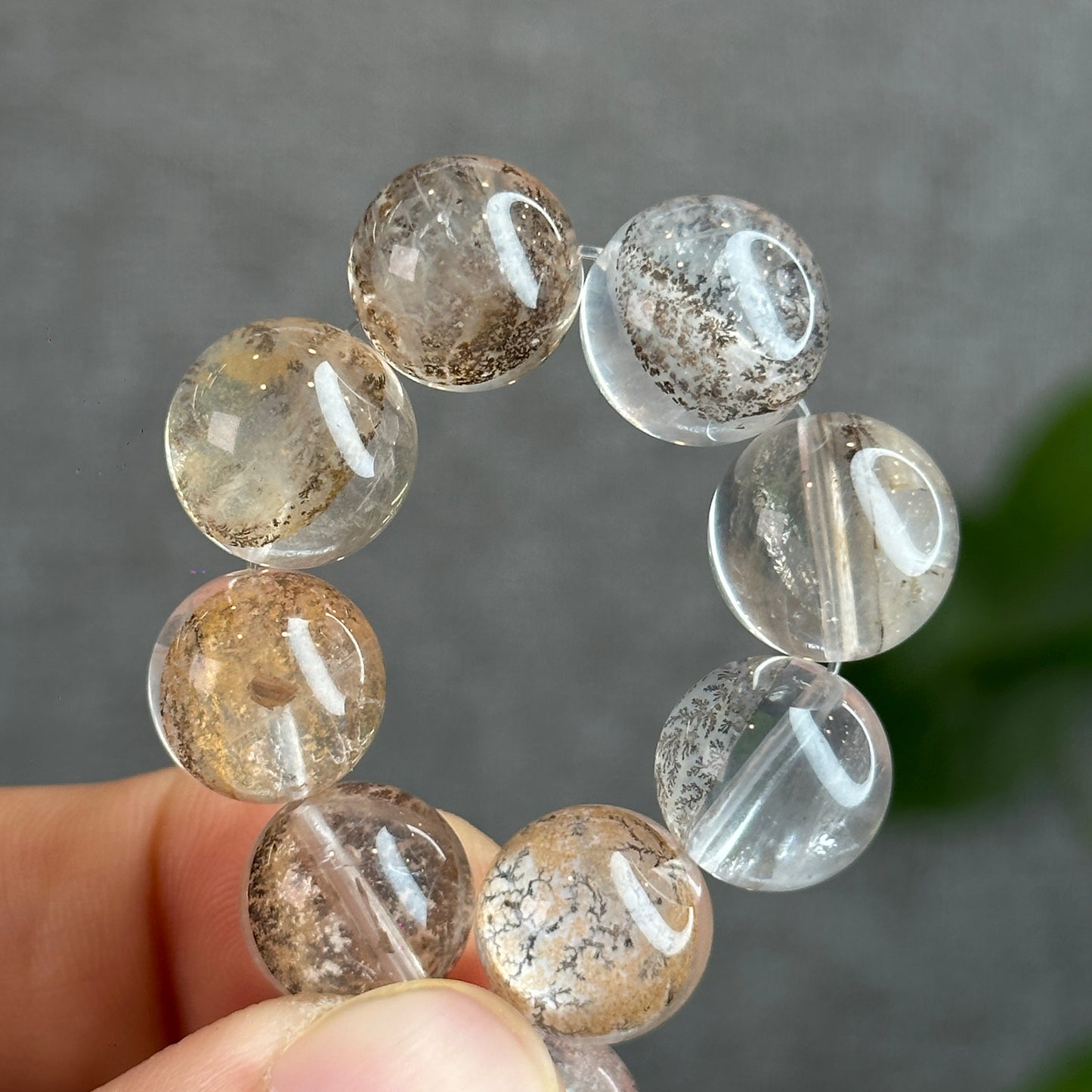 Natural Dendritic Quartz Bracelet Size 12-12.5 mm