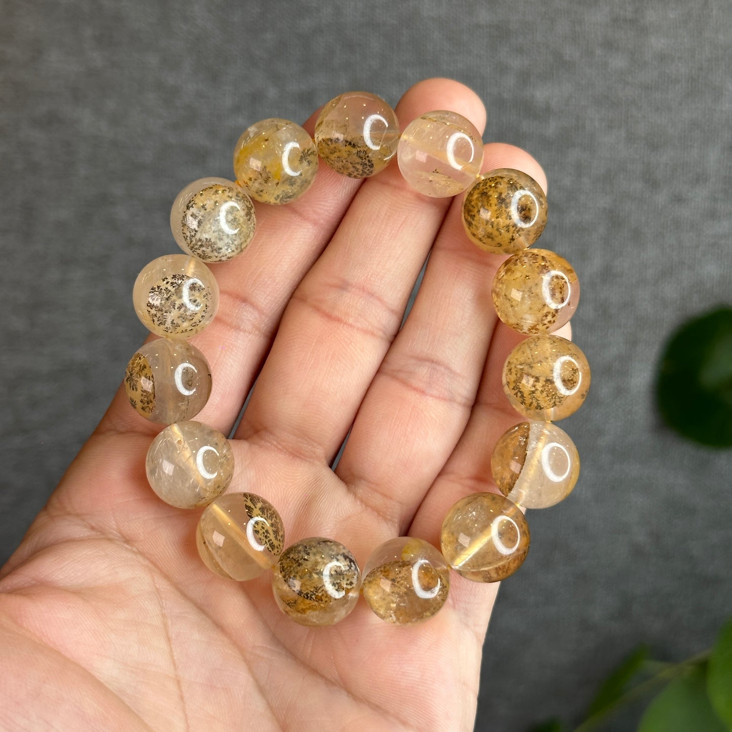 Natural Dendritic Quartz Bracelet Size 14.3 mm