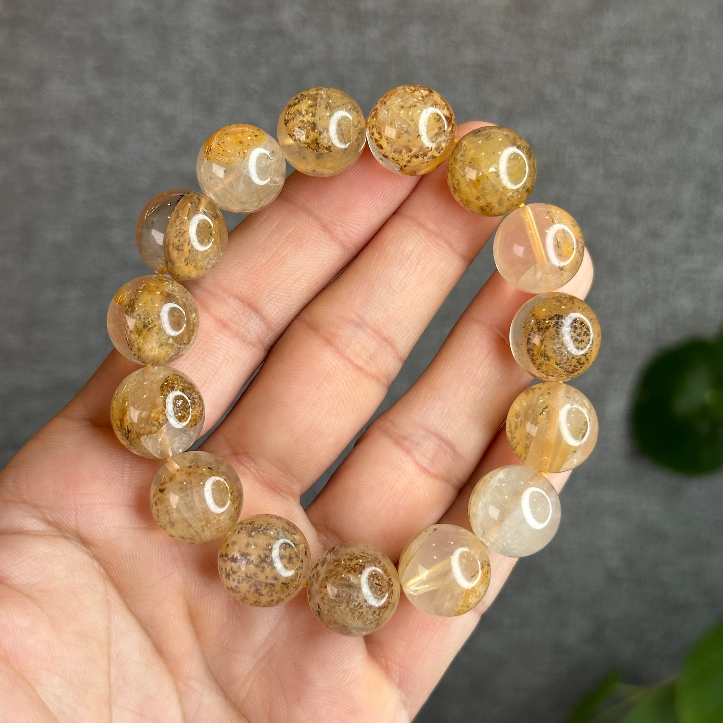 Natural Dendritic Quartz Bracelet Size 14.3 mm