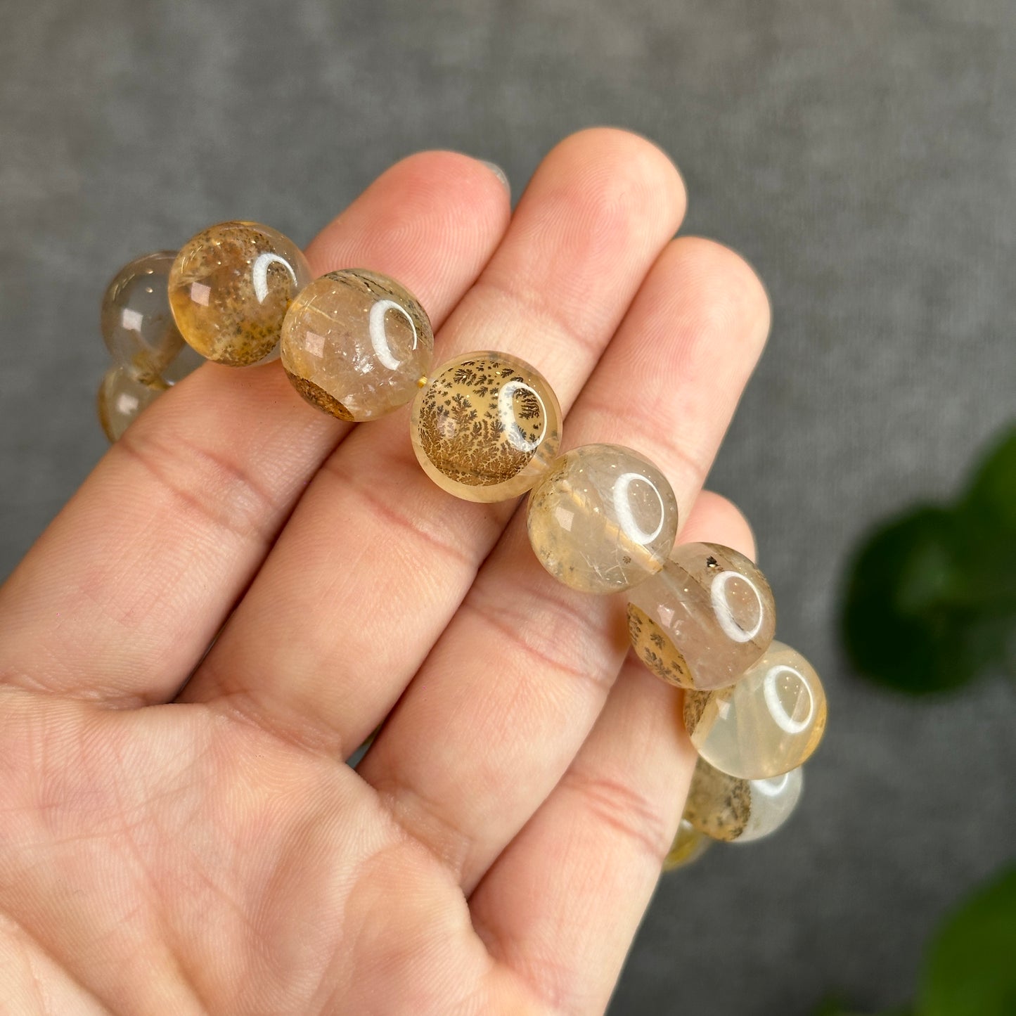 Natural Dendritic Quartz Bracelet Size 14.3 mm