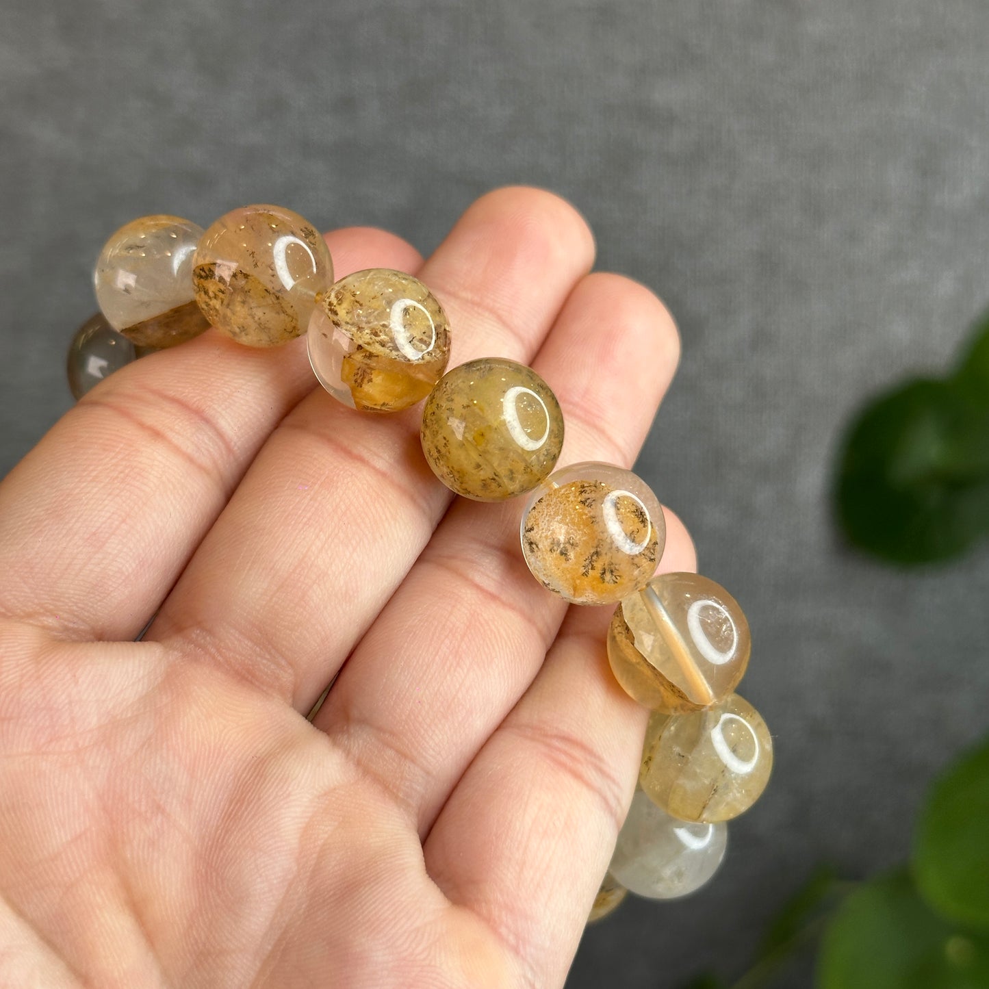 Natural Dendritic Quartz Bracelet Size 14.3 mm