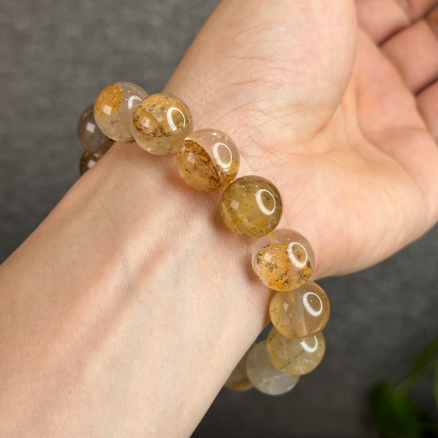 Natural Dendritic Quartz Bracelet Size 14.3 mm