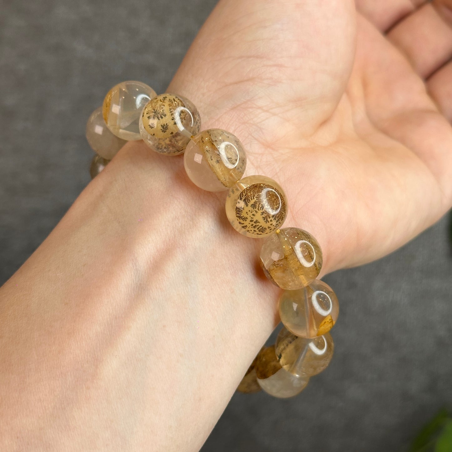 Natural Dendritic Quartz Bracelet Size 14.3 mm