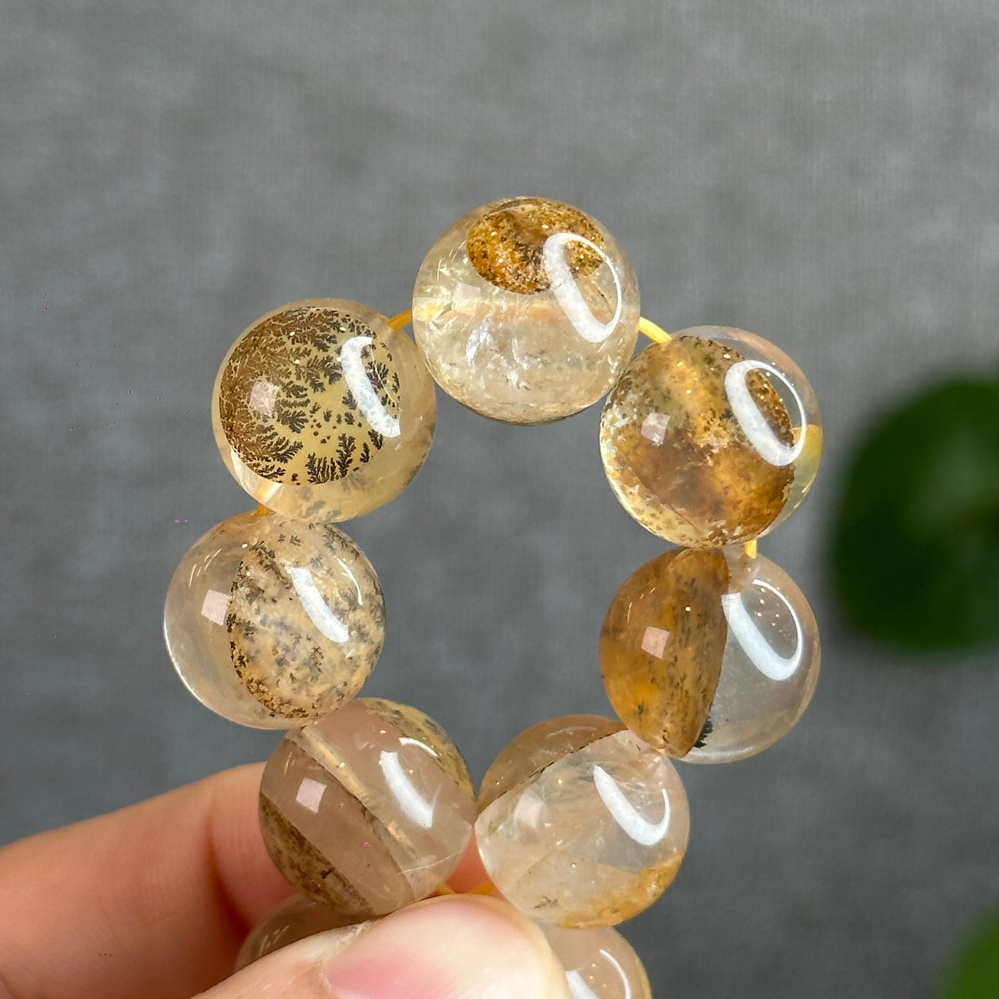 Natural Dendritic Quartz Bracelet Size 14.3 mm