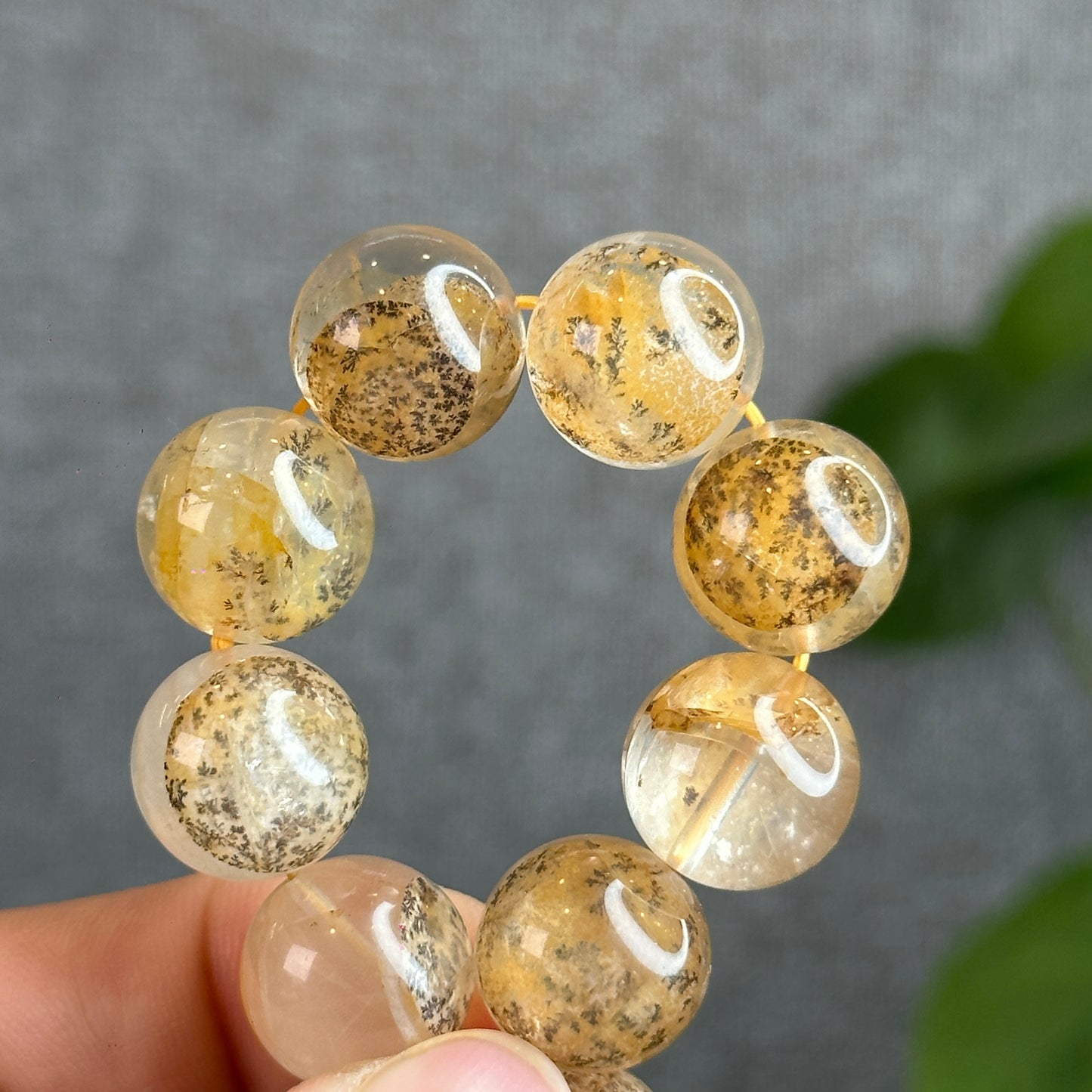 Natural Dendritic Quartz Bracelet Size 14.3 mm