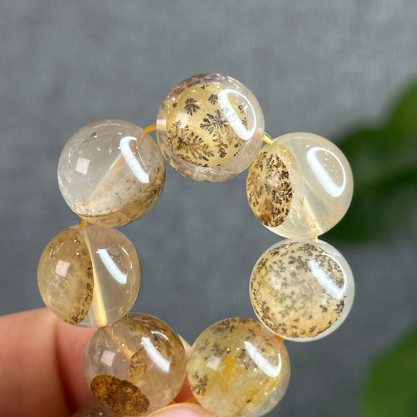 Natural Dendritic Quartz Bracelet Size 14.3 mm