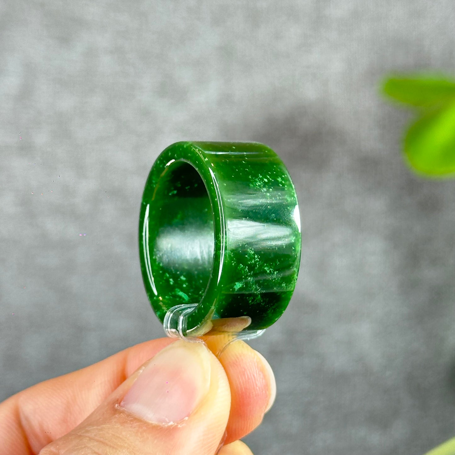 Natural Nephrite Jade Ring Square Style Size 2.27