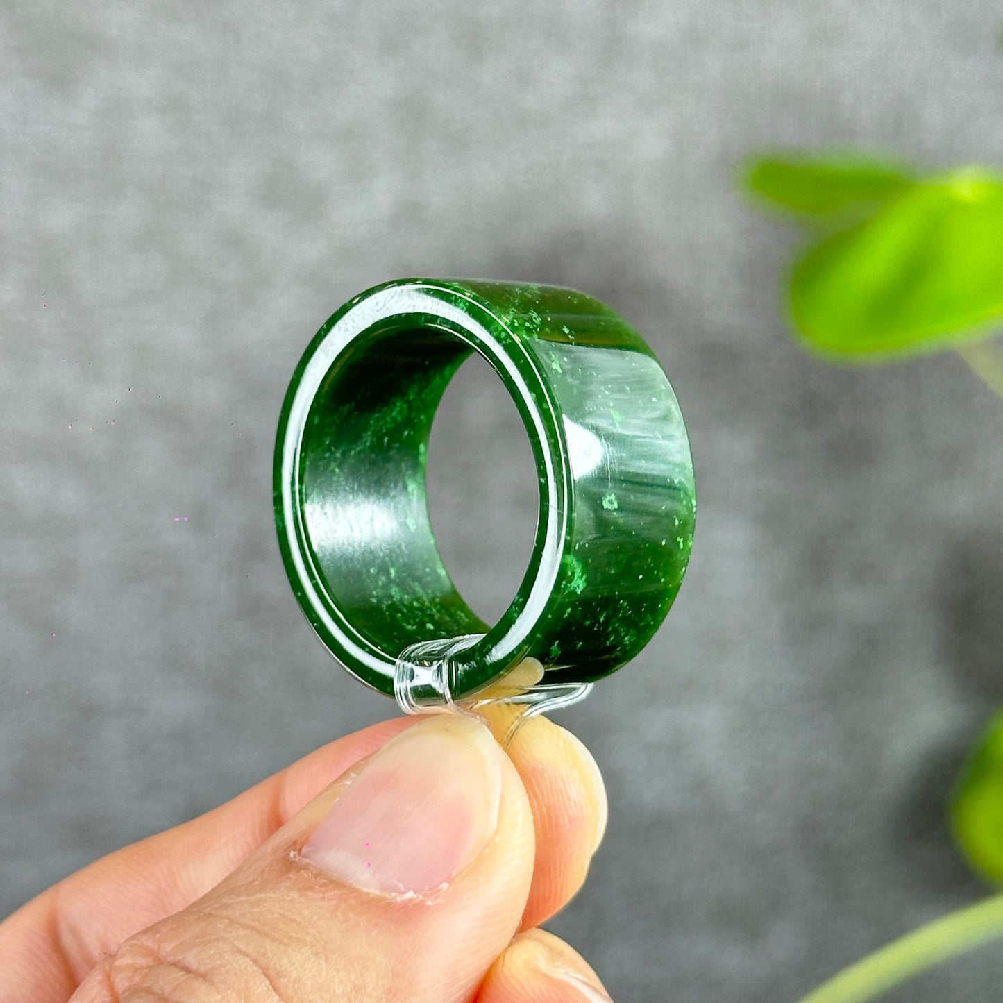 Natural Nephrite Jade Ring Square Style Size 2.27