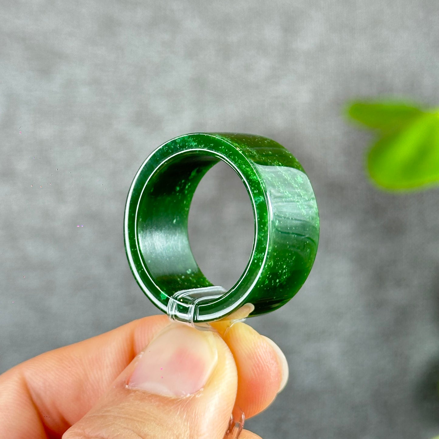 Natural Nephrite Jade Ring Square Style Size 2.27