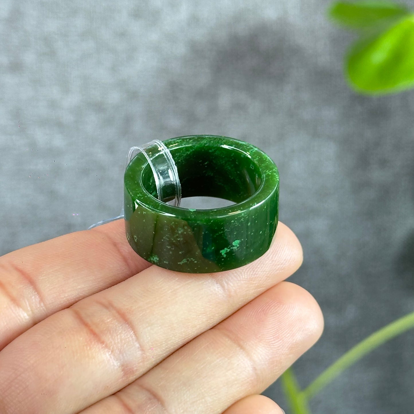 Natural Nephrite Jade Ring Square Style Size 2.27