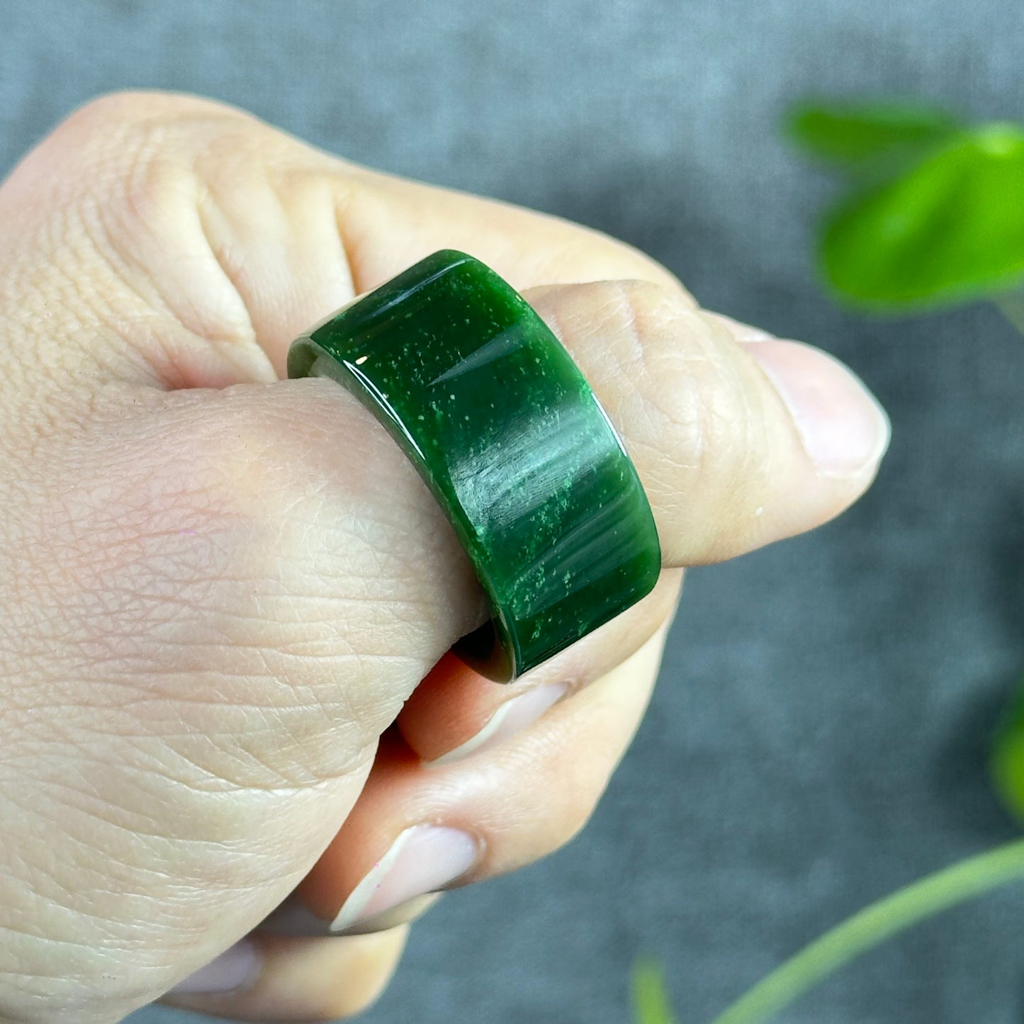 Natural Nephrite Jade Ring Square Style Size 2.27