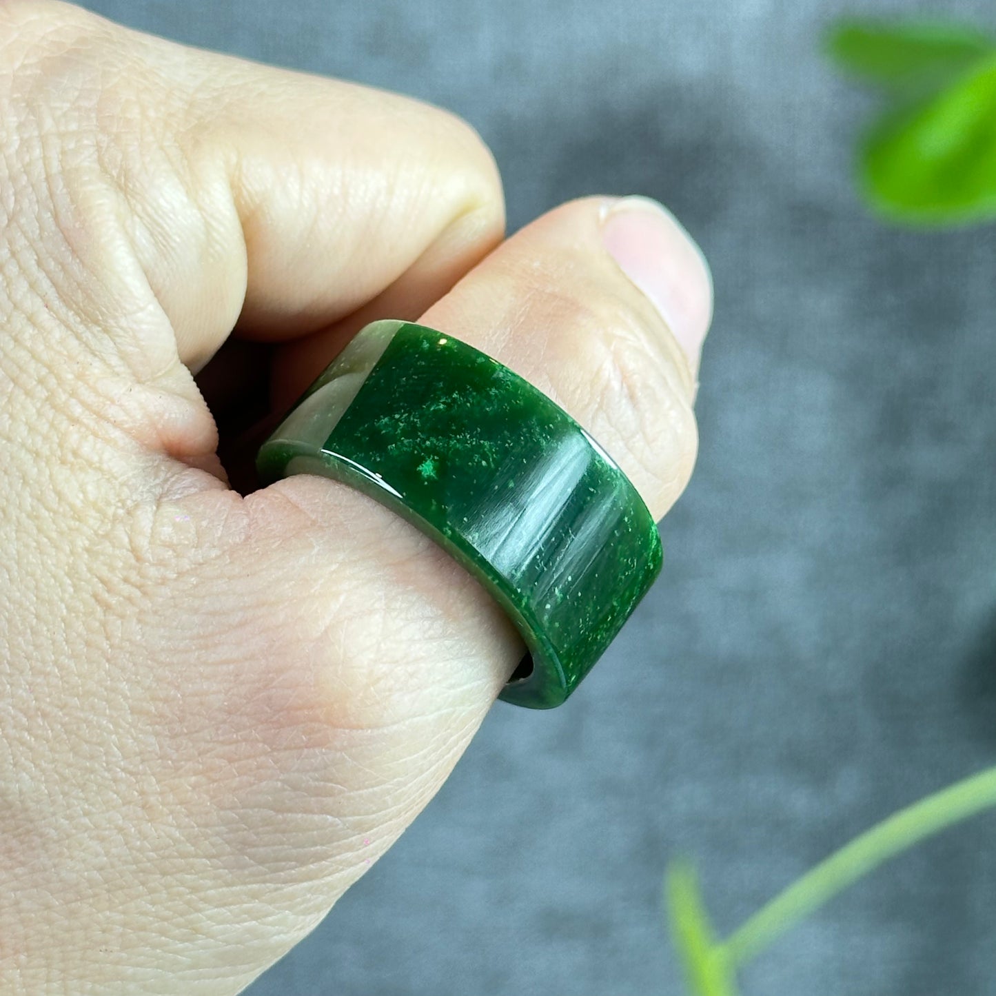Natural Nephrite Jade Ring Square Style Size 2.27