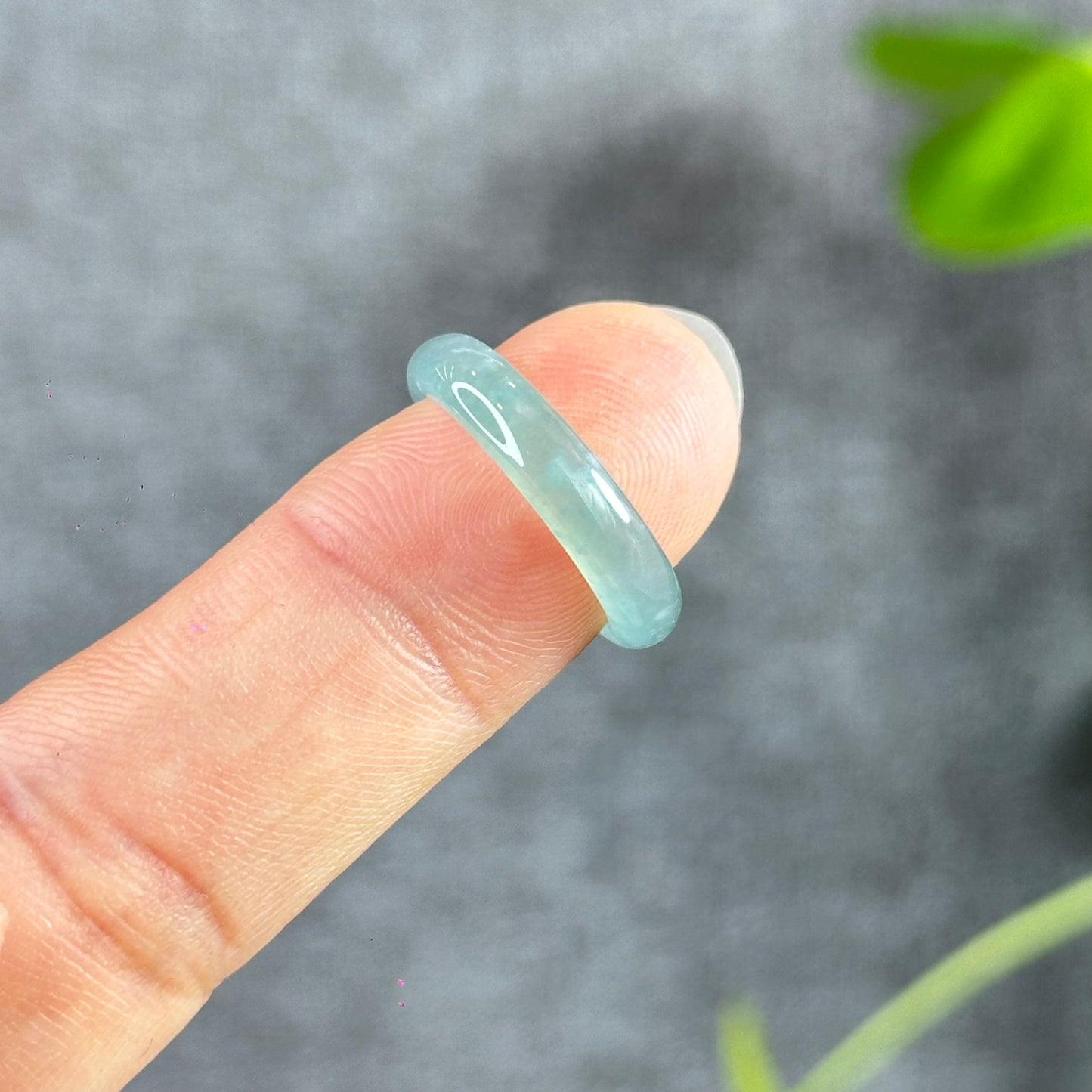 Translucent Water Green Natural Jadeite Jade Super VIP Ring Size 1.6