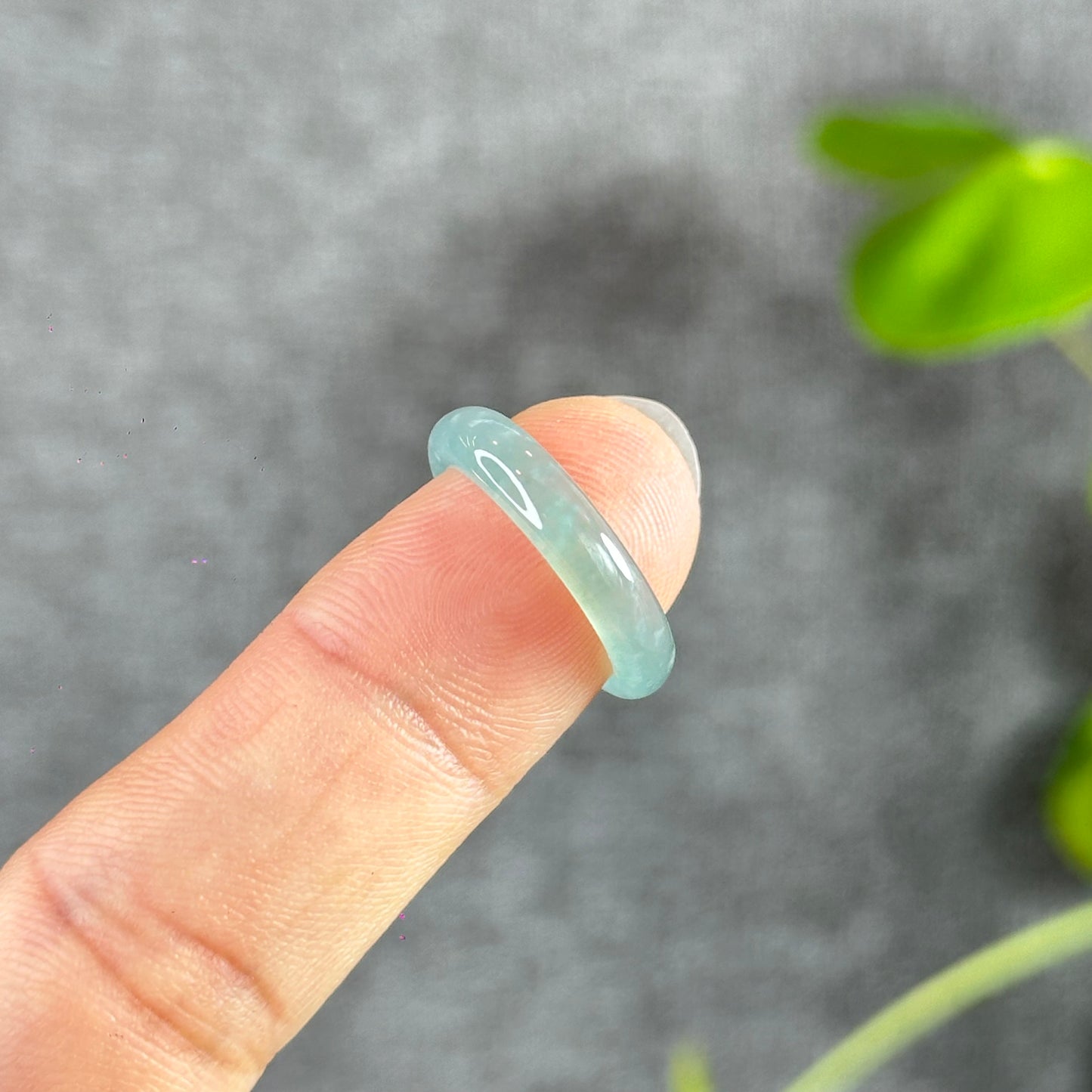 Translucent Water Green Natural Jadeite Jade Super VIP Ring Size 1.6