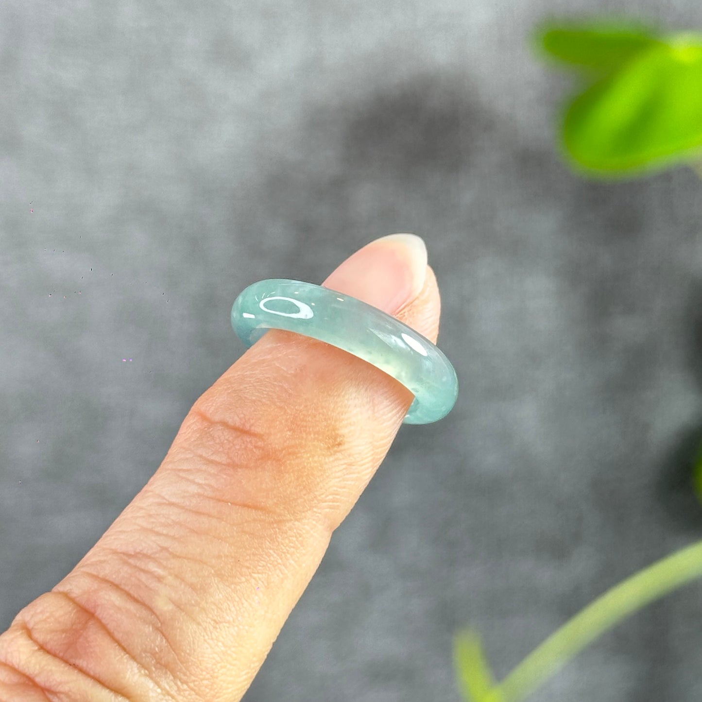 Translucent Water Green Natural Jadeite Jade Super VIP Ring Size 1.6