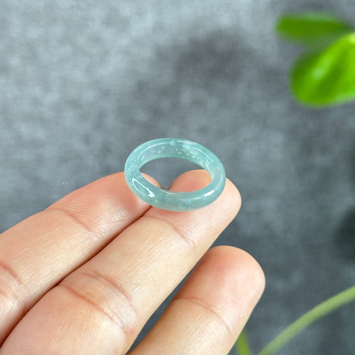 Translucent Water Green Natural Jadeite Jade Super VIP Ring Size 1.6