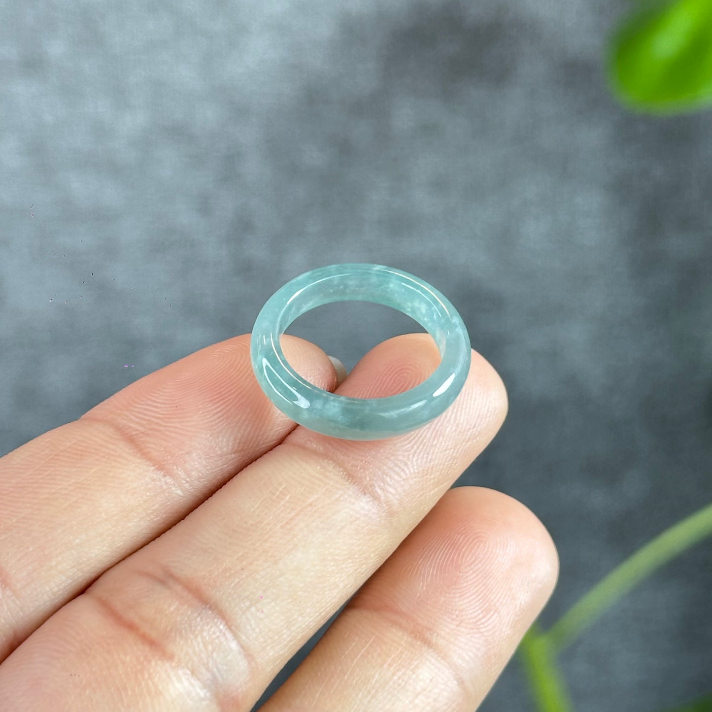 Translucent Water Green Natural Jadeite Jade Super VIP Ring Size 1.6