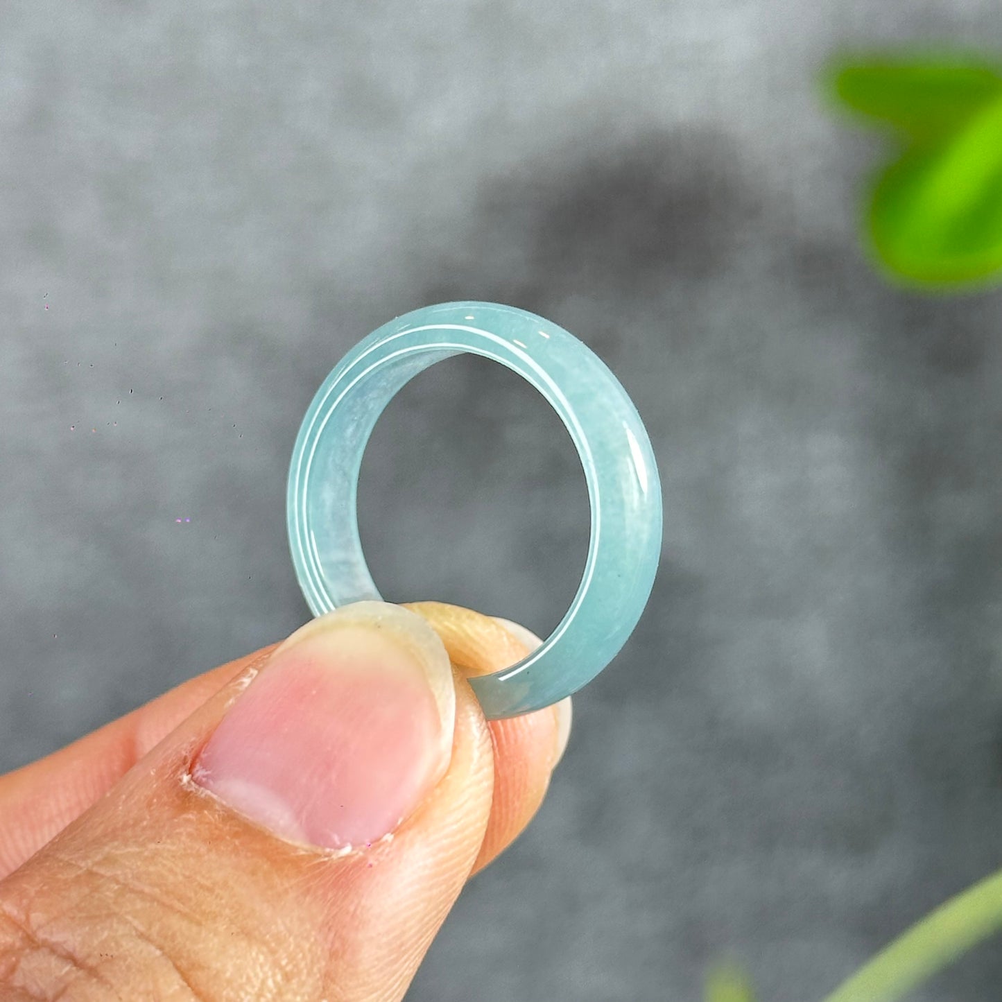 Translucent Water Green Natural Jadeite Jade VIP Ring Size 1.8
