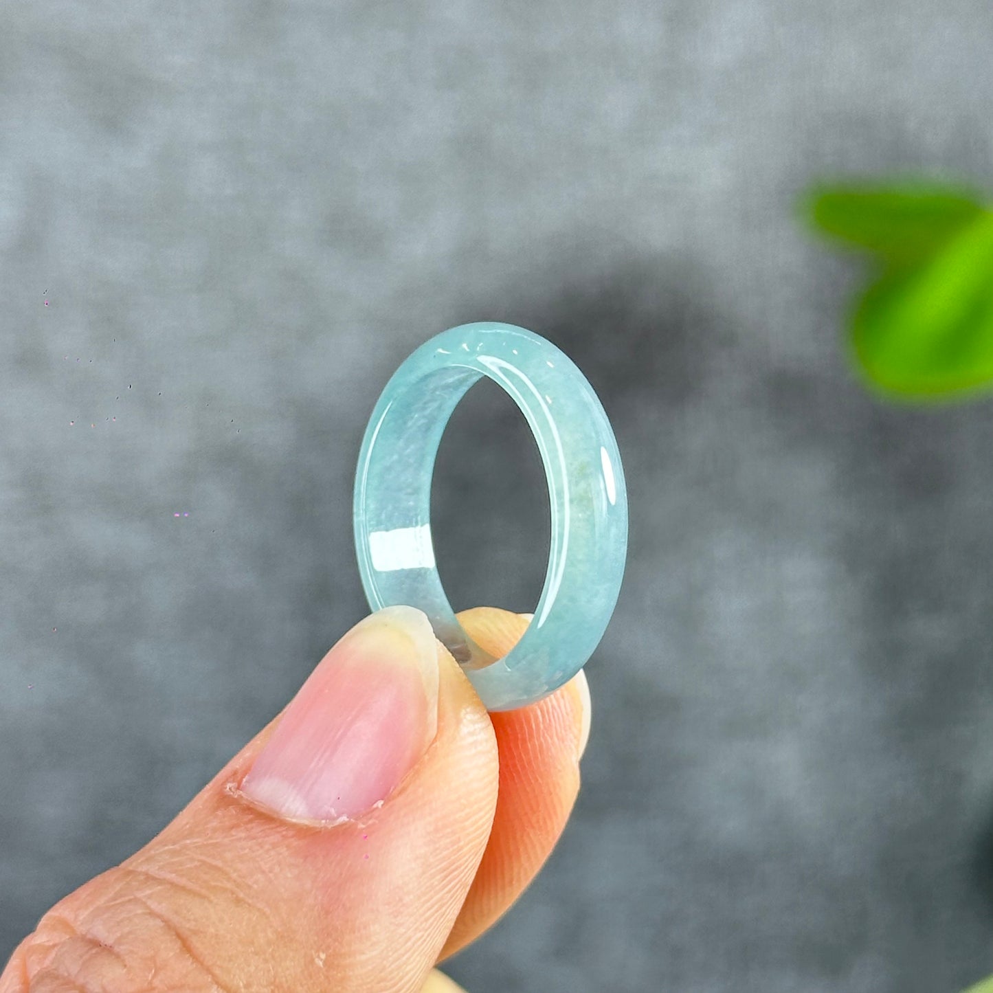 Translucent Water Green Natural Jadeite Jade VIP Ring Size 1.8