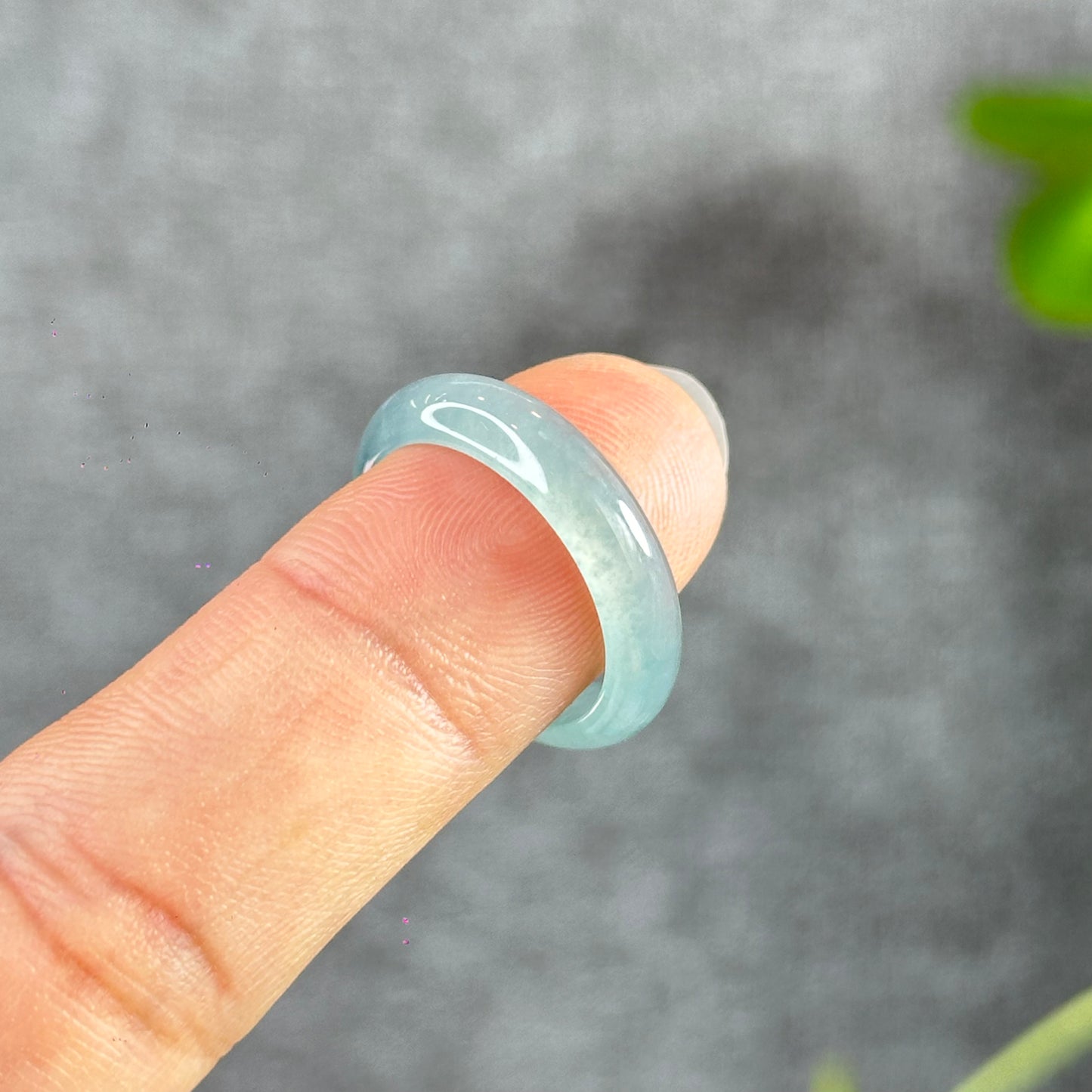 Translucent Water Green Natural Jadeite Jade VIP Ring Size 1.8